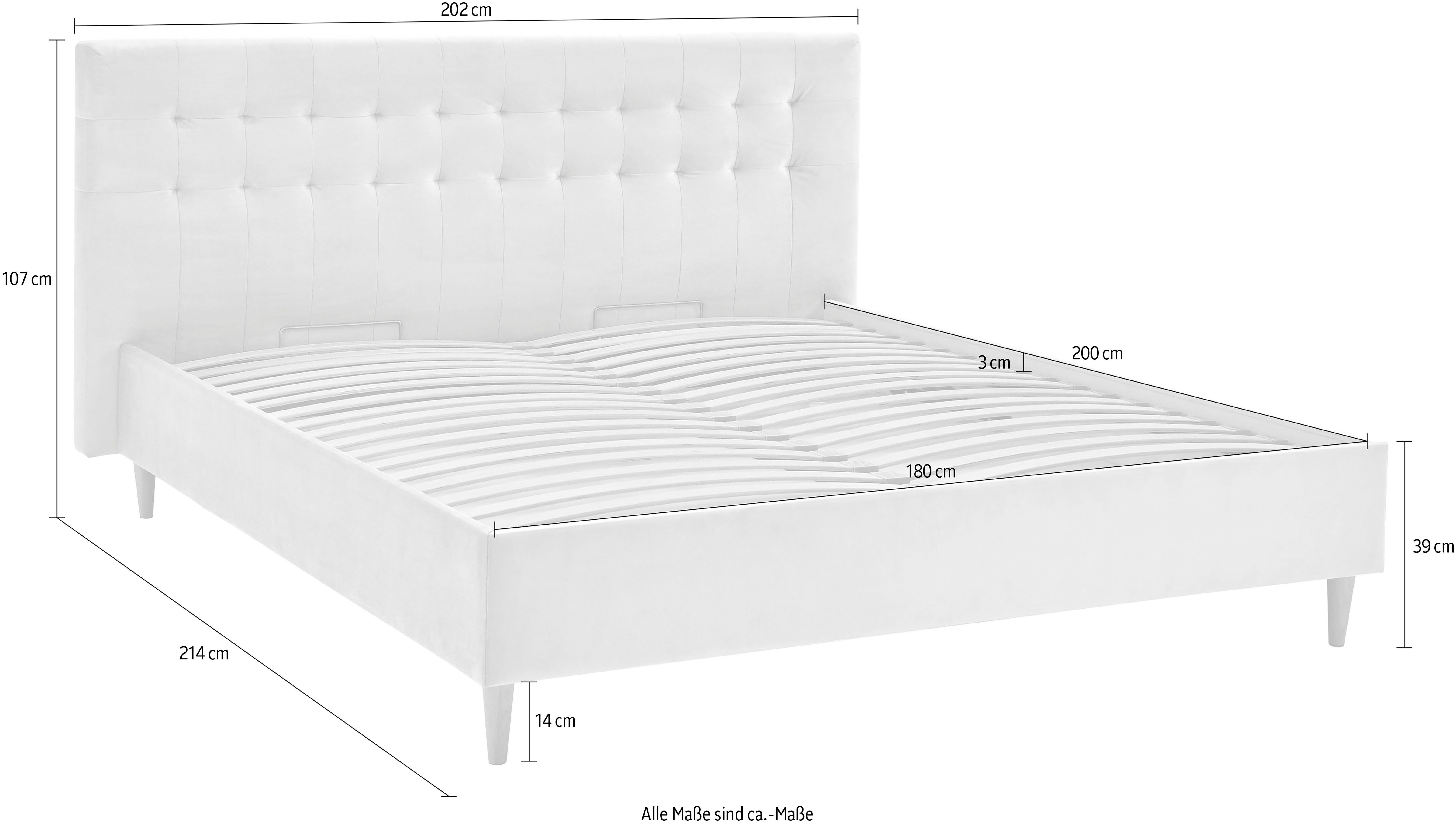 ATLANTIC home collection Gestoffeerd bed Veronika met bedkist en lattenbodem