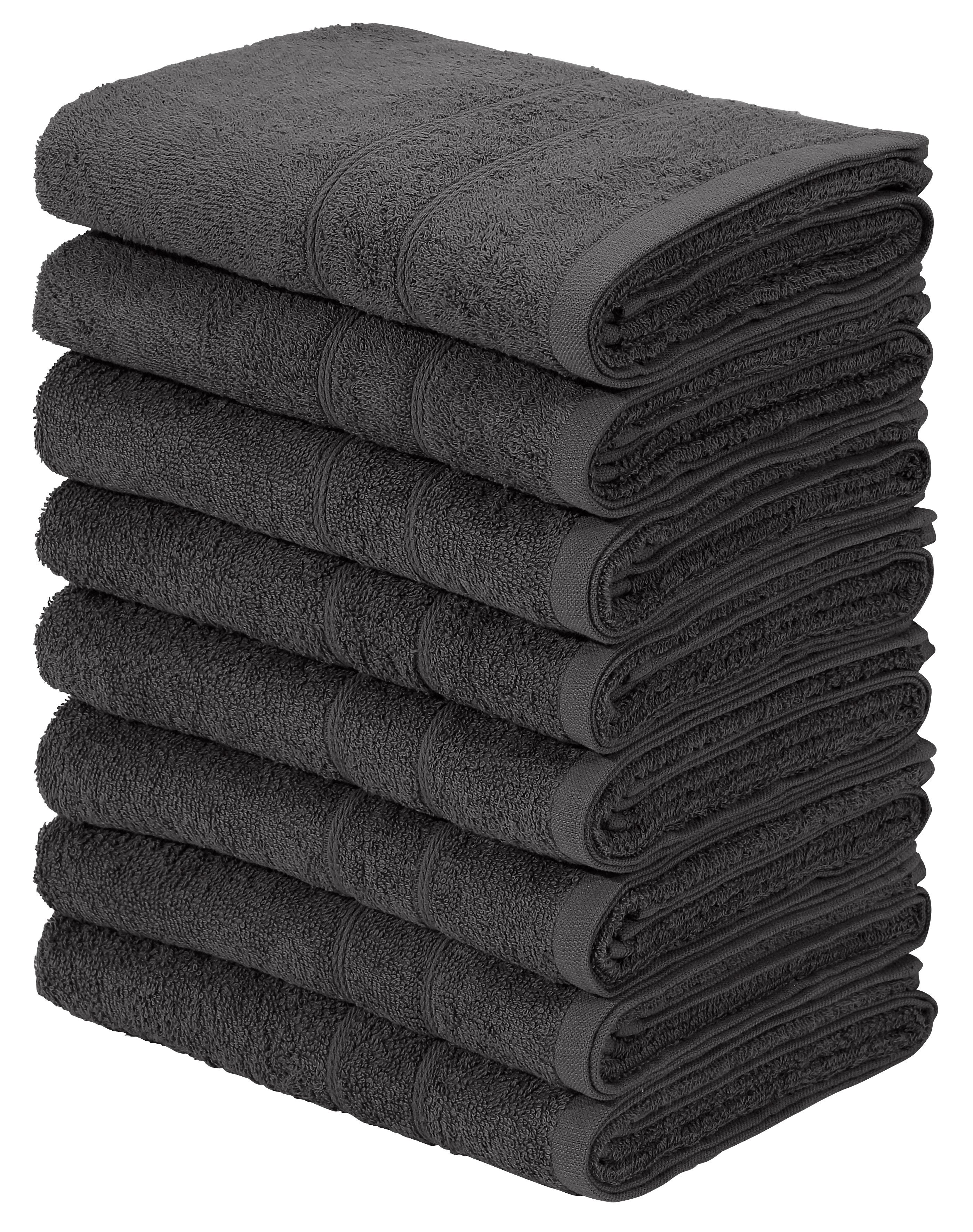 my home Handdoekenset Inga, 8-delig handdoekset 50x100cm Handdoeken met fijne bies, 100% katoen, effen, zacht (set, 8 stuks)