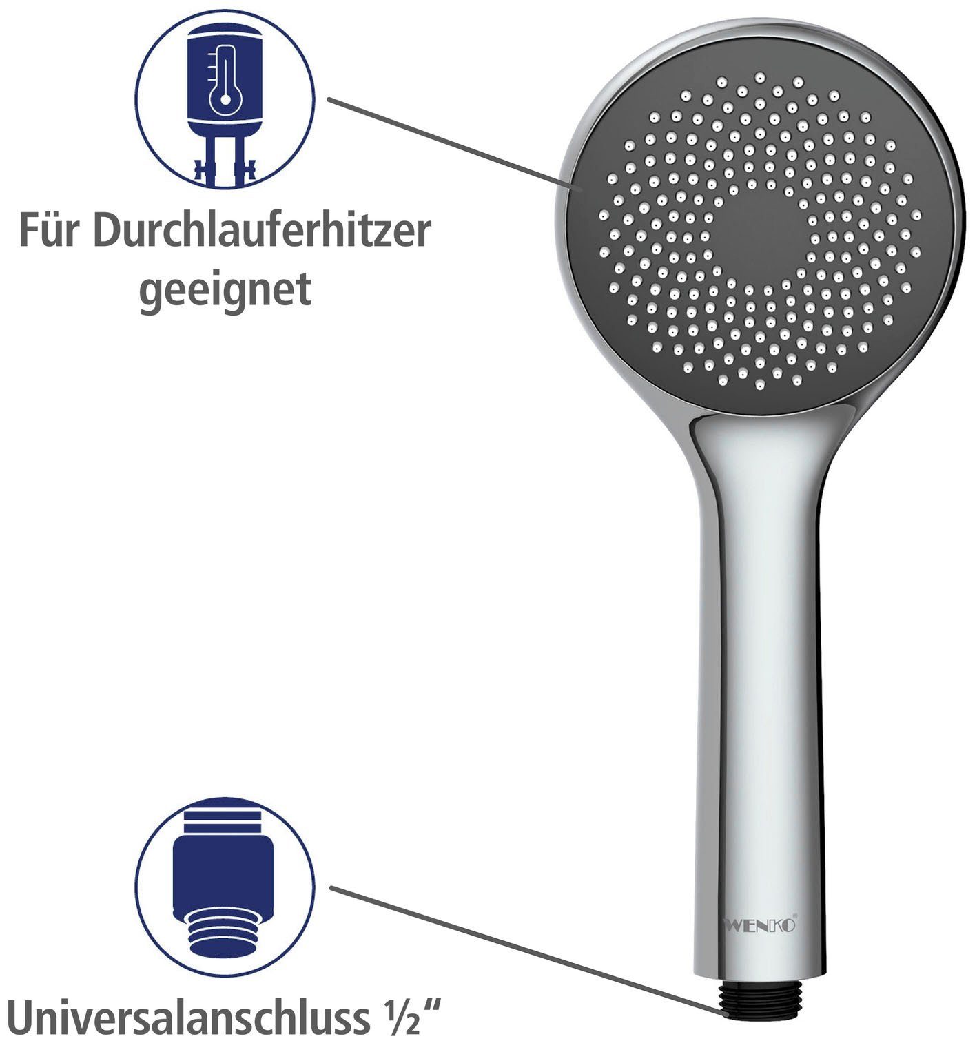 WENKO Handsproeier Watersaving systeem Douchekop Watersaving, diameter 9,6 cm