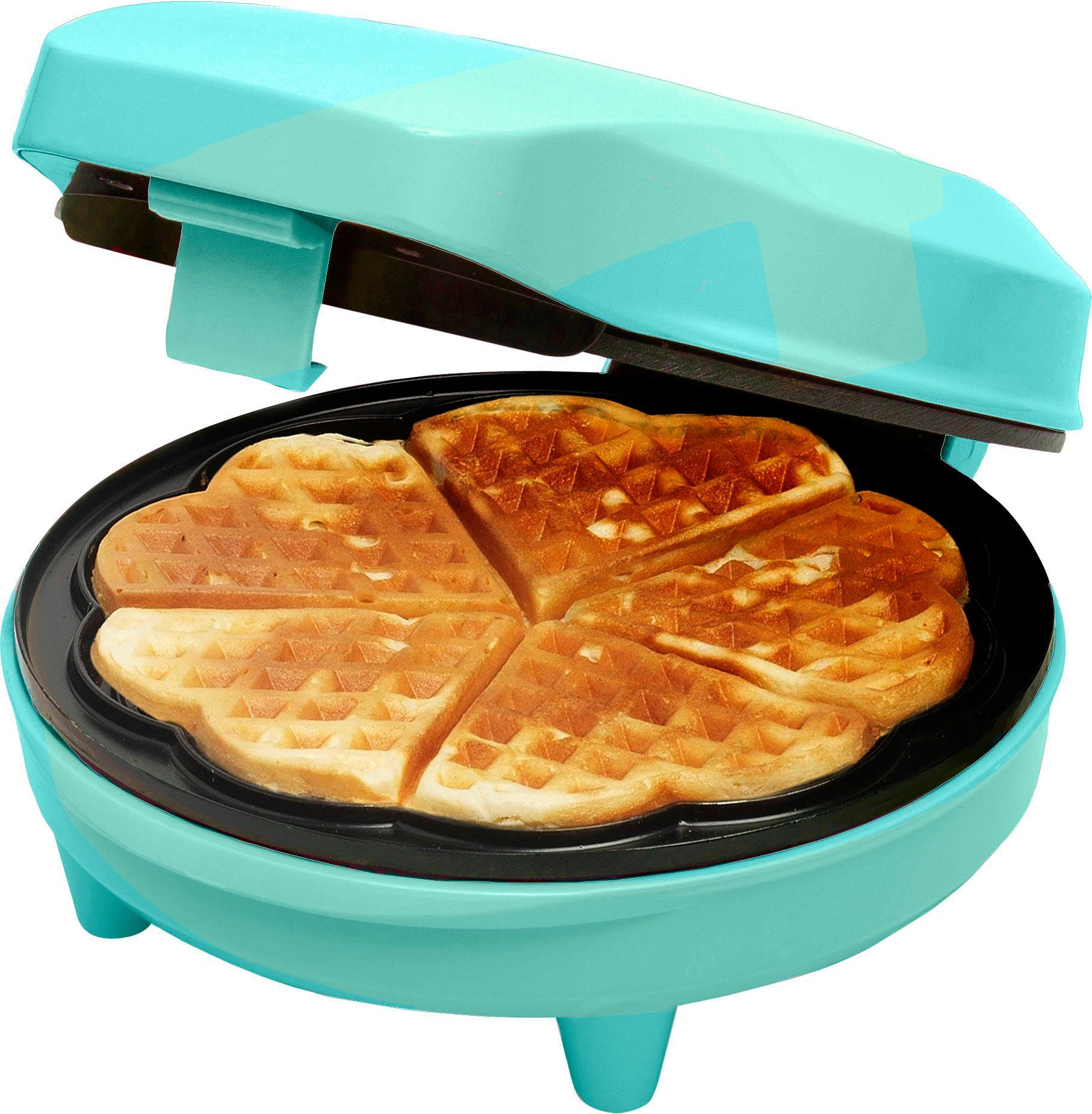 bestron Wafelijzer ASW217 voor klassieke hartvormige wafels, met antiaanbaklaag, retrodesign