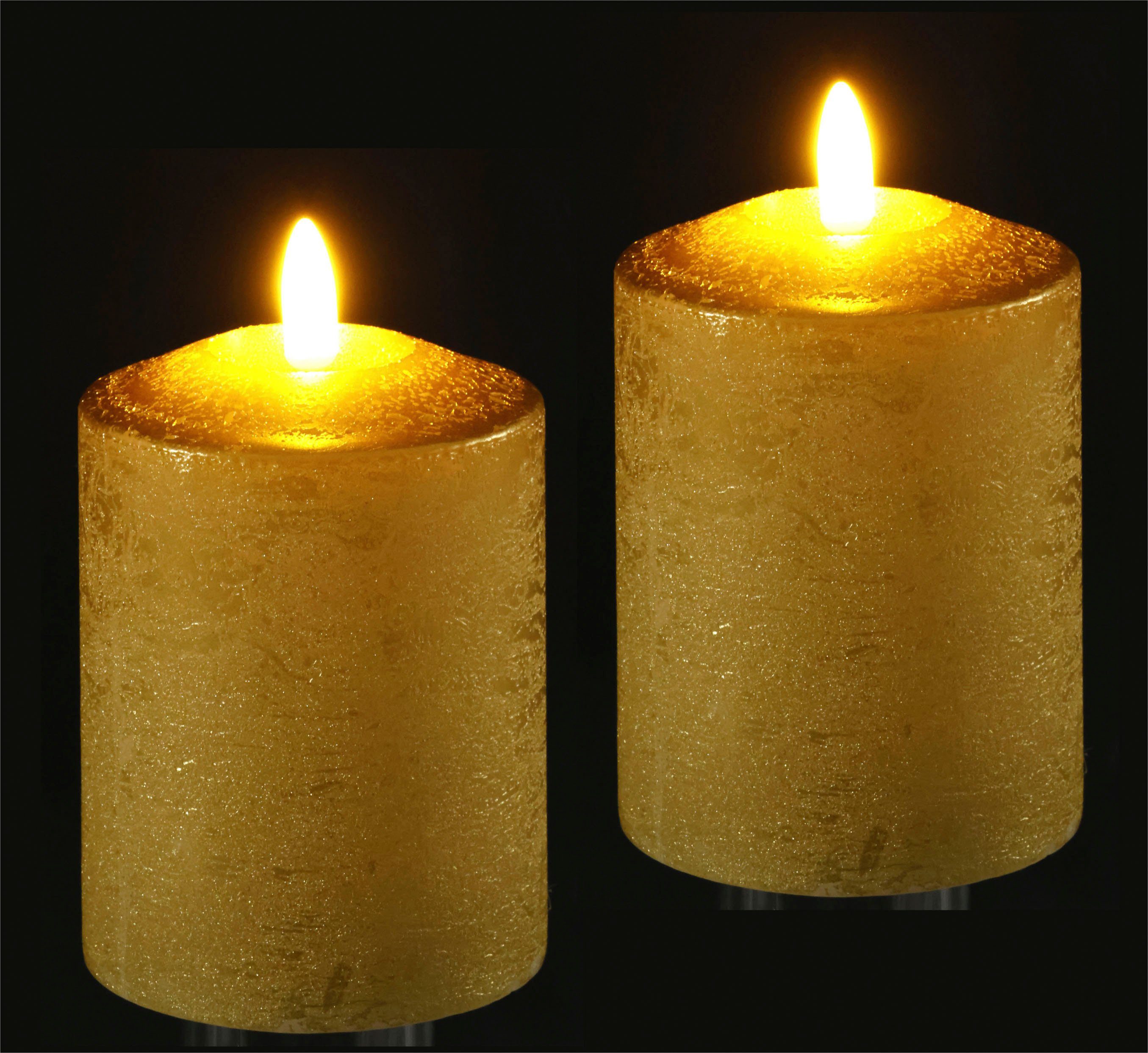 I.GE.A. Led-kaars Batterijgevoede LED-kaarsen van echtwas, hoogte ca. 10 cm (set, 2-delig)