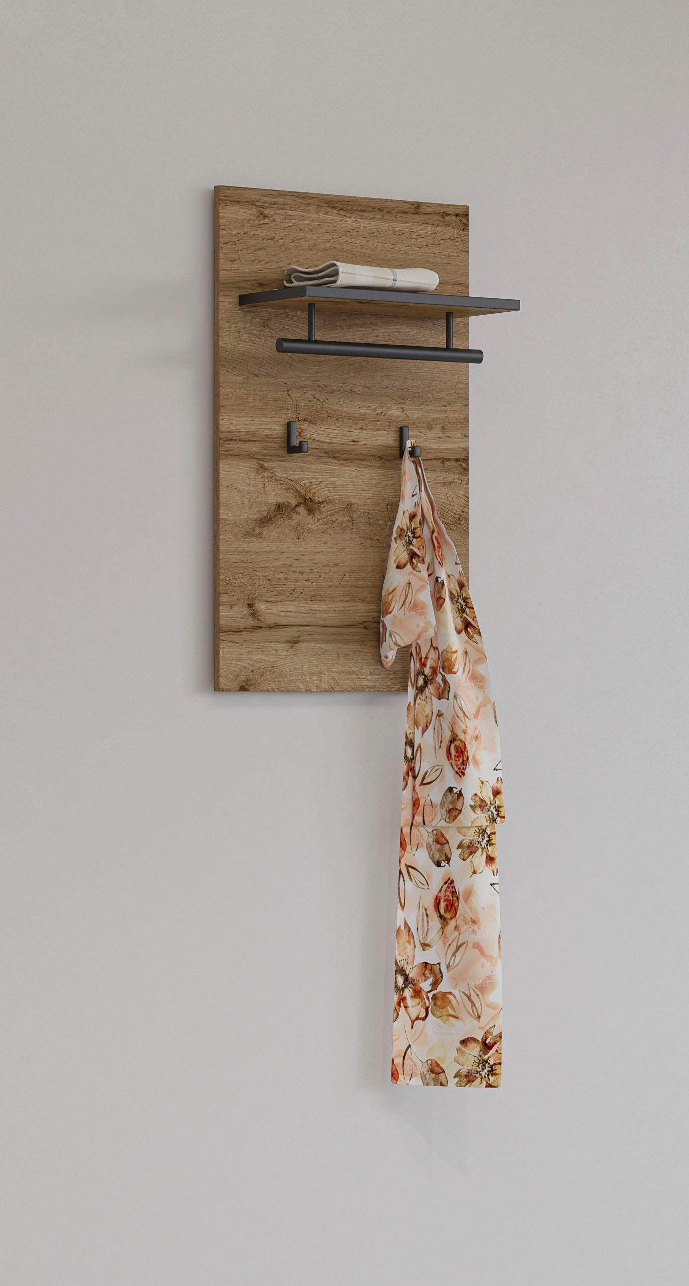INOSIGN Kapstokpaneel Cross,Breedte 40 cm moderne wandplank met haken en kledingstang kapstokken beige