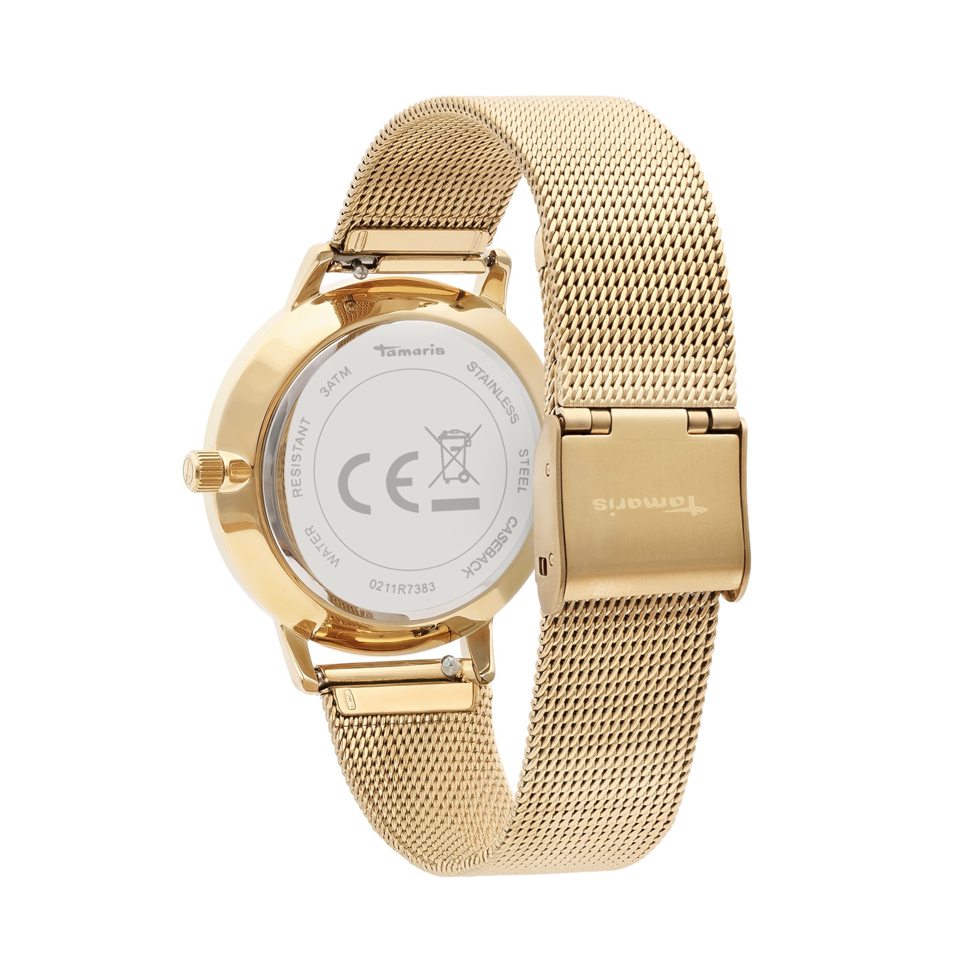 Tamaris Kwartshorloge Horloge, dameshorloge, stalen band, analoog, zirkonia (synth.)