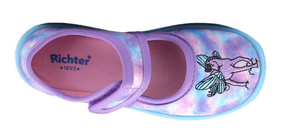 Richter Pantoffels WMS: middel Klittenbandschoen, kleuterschoen met schattige eenhoornprint