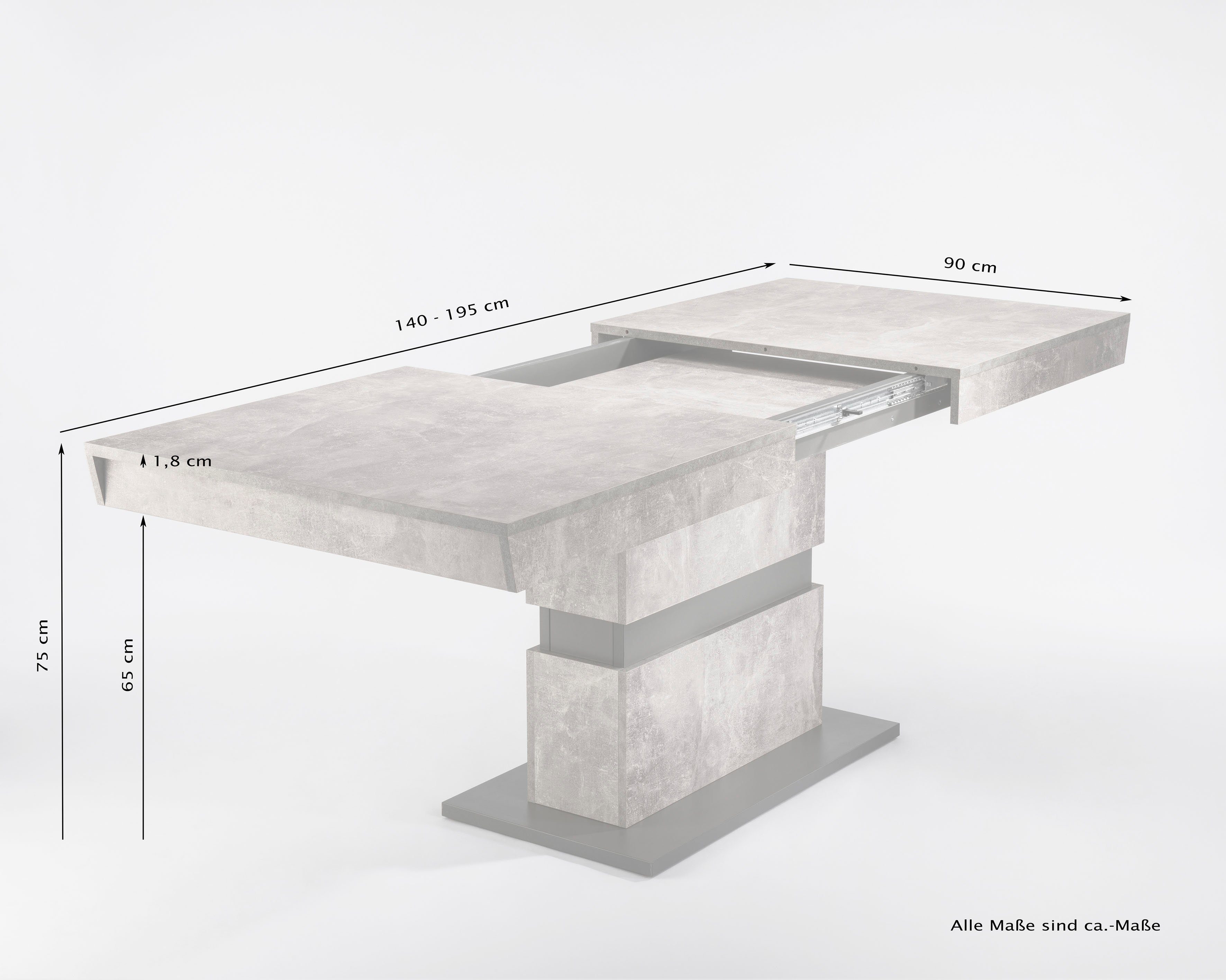 byLIVING Eettafel Matthew met uittrekfunctie, breedte 140-195 cm of 160-215 cm