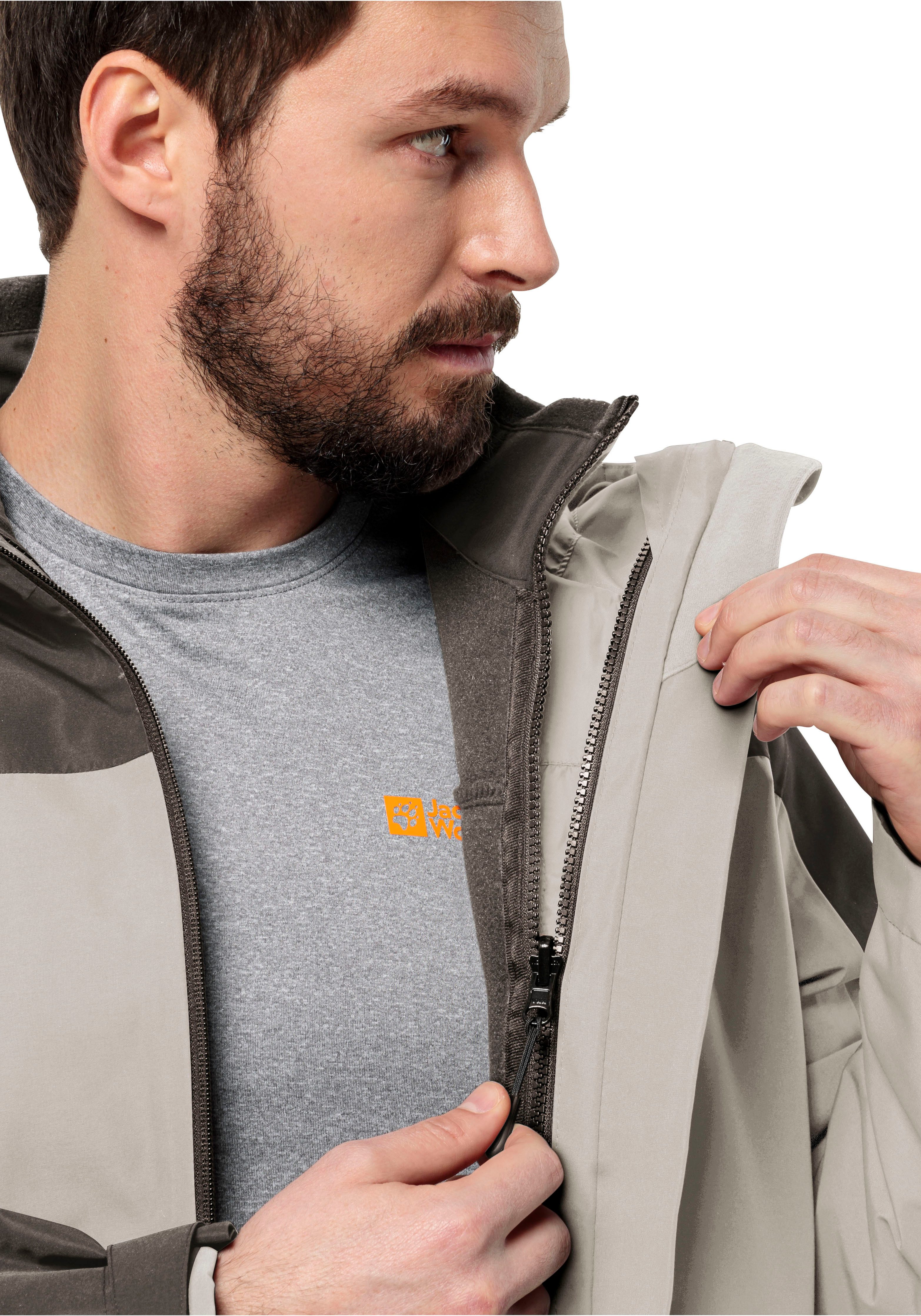 Jack Wolfskin Functioneel 3-in-1-jack TAUBENBERG 3IN1 JKT M met waterafstotende ritsen waterdicht ademend