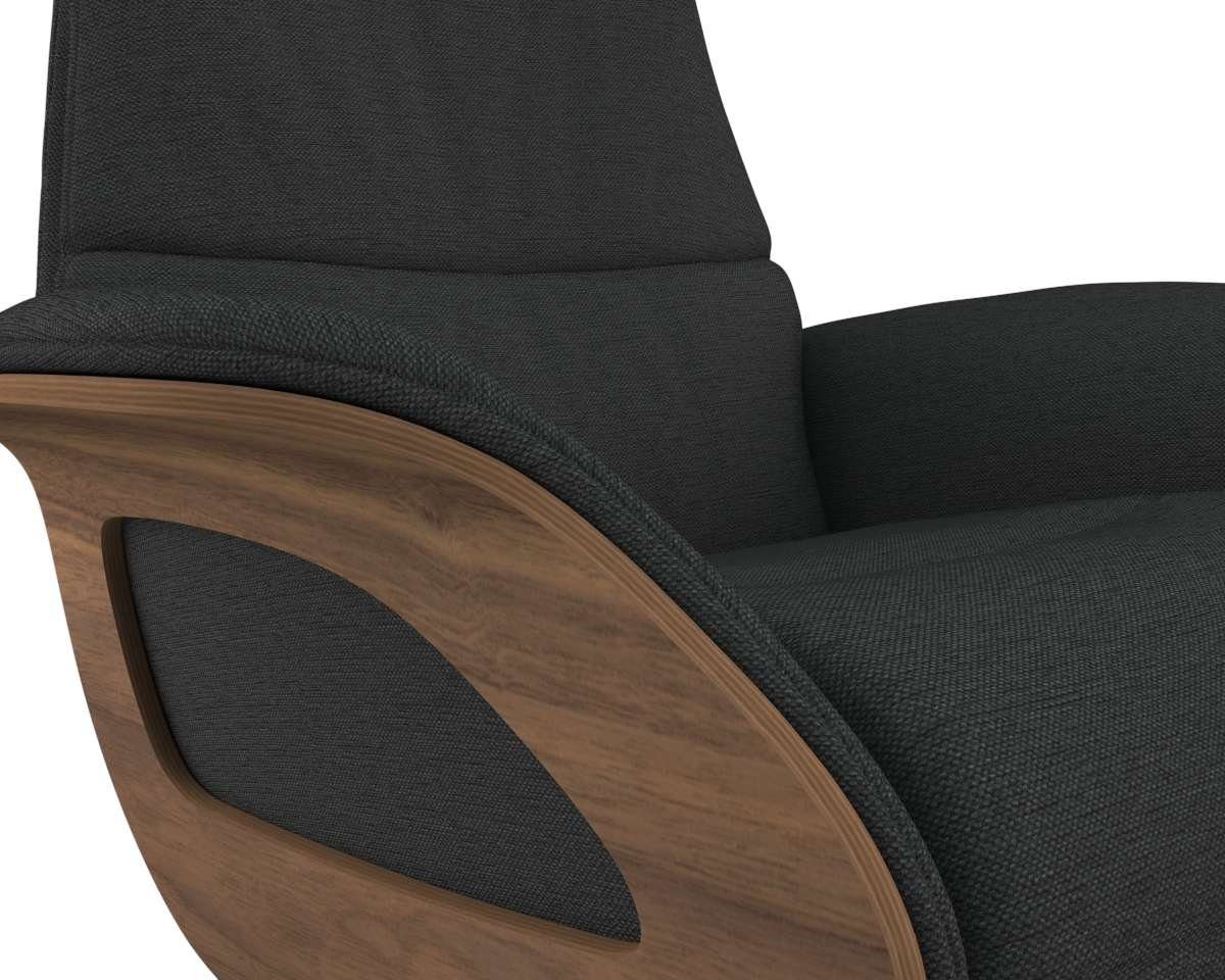 FLEXLUX Relaxfauteuil Clement praktische elektrische fauteuil Maat M, elektrische rug- en voetensteun, accu, armleuning Walnoot, zwarte poot