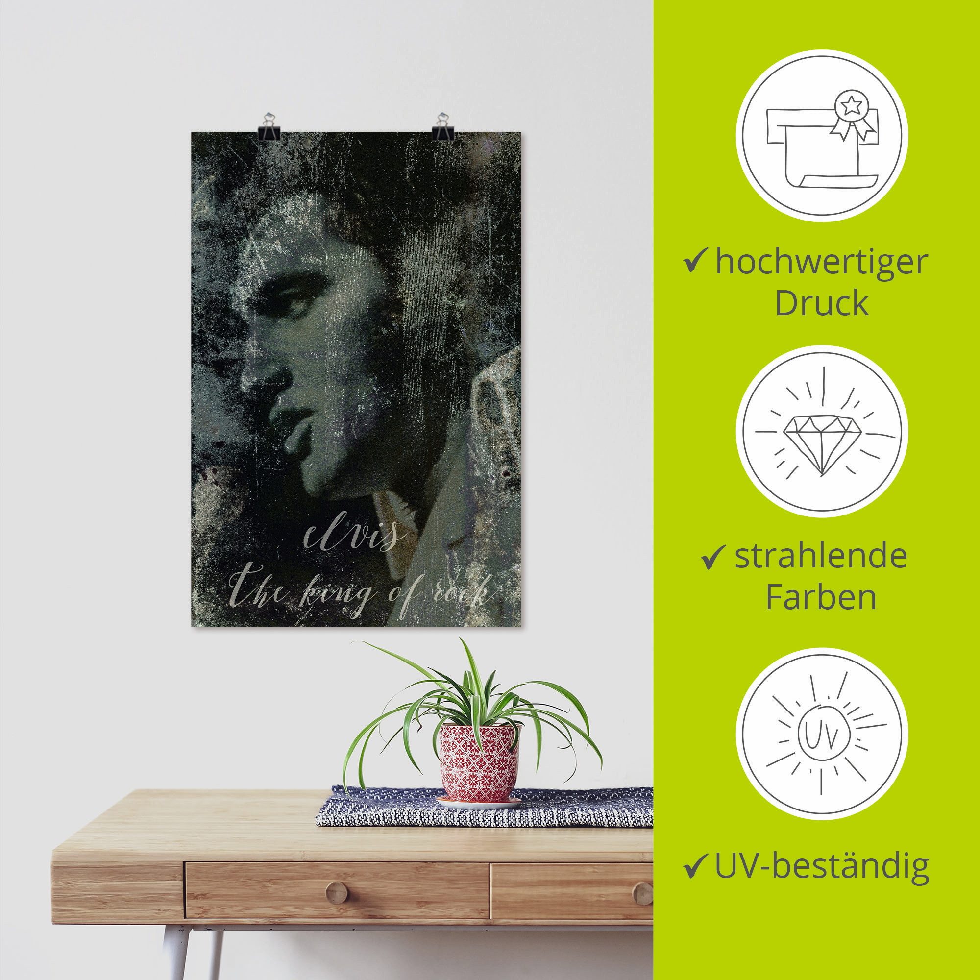 Artland Artprint Elvis the King als artprint van aluminium, artprint voor buiten, artprint op linnen, poster, muursticker