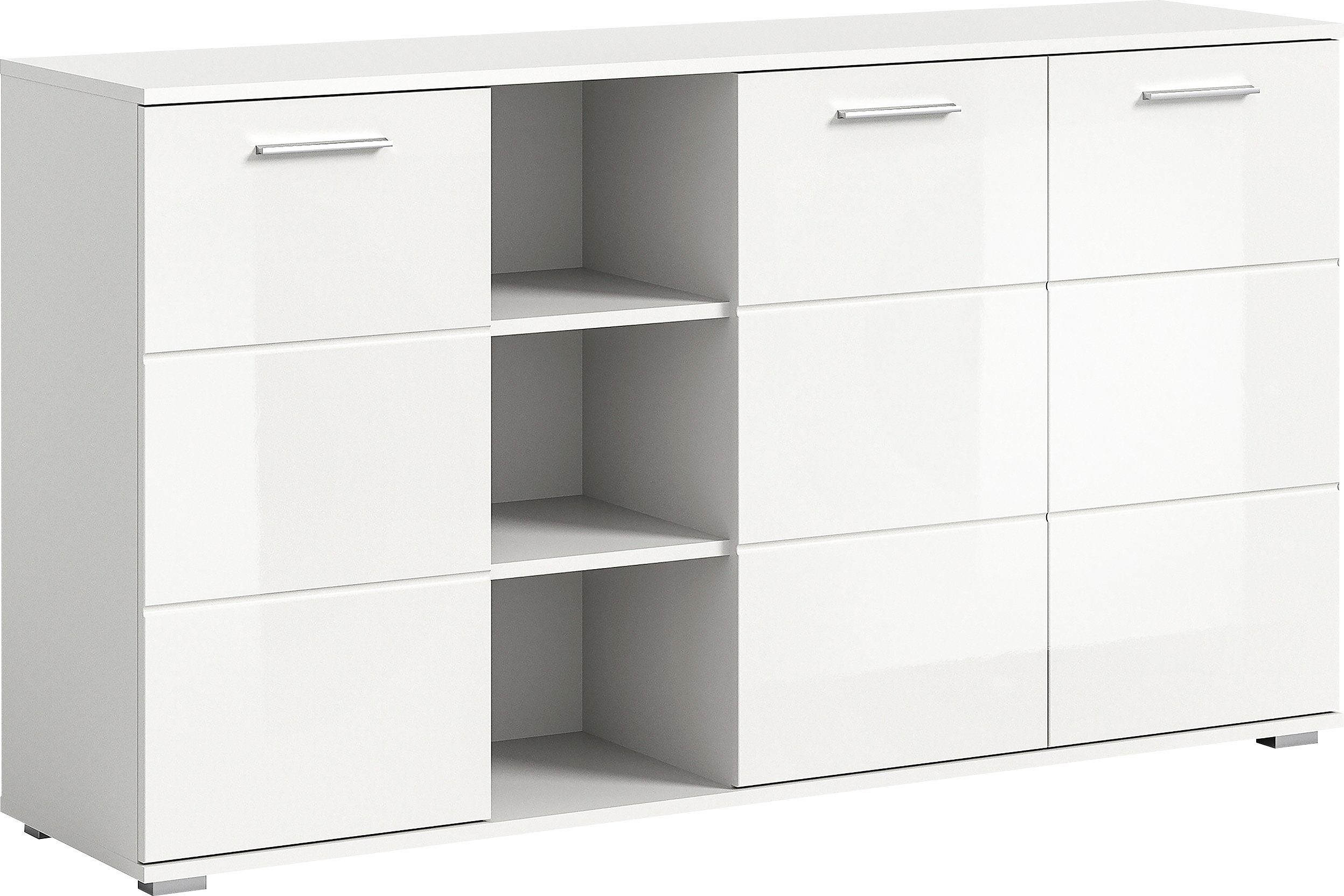 INOSIGN Dressoir Valge, Breedte 150 cm, 3 Deuren, 4 in hoogte verstelbare Planken, 3 Open Vakken
