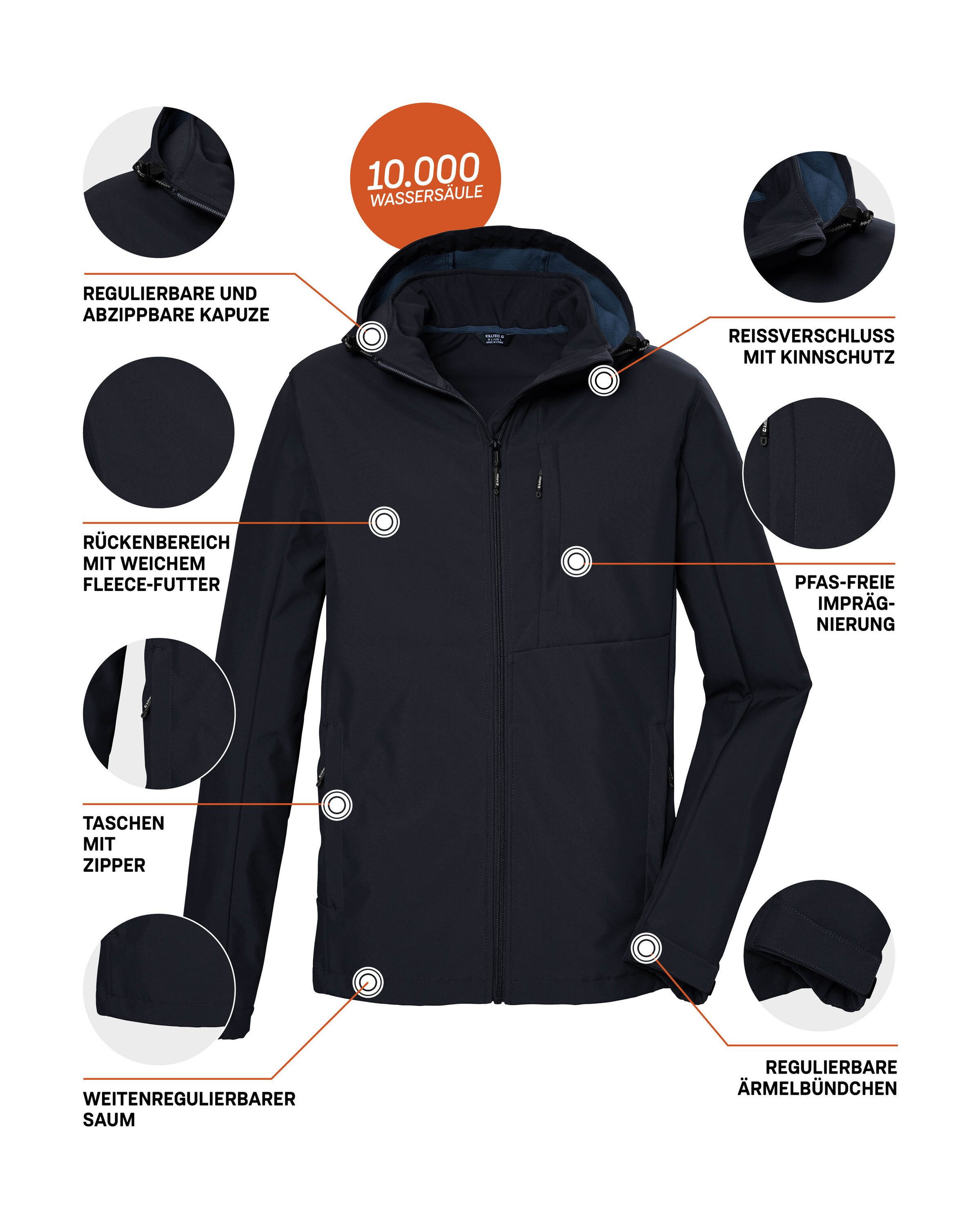 Killtec Softshell-jack KOS 103 MN SFTSHLL JCKT Waterafstotende, winddichte softshelljack, PFAS-vrij geïmpregneerd