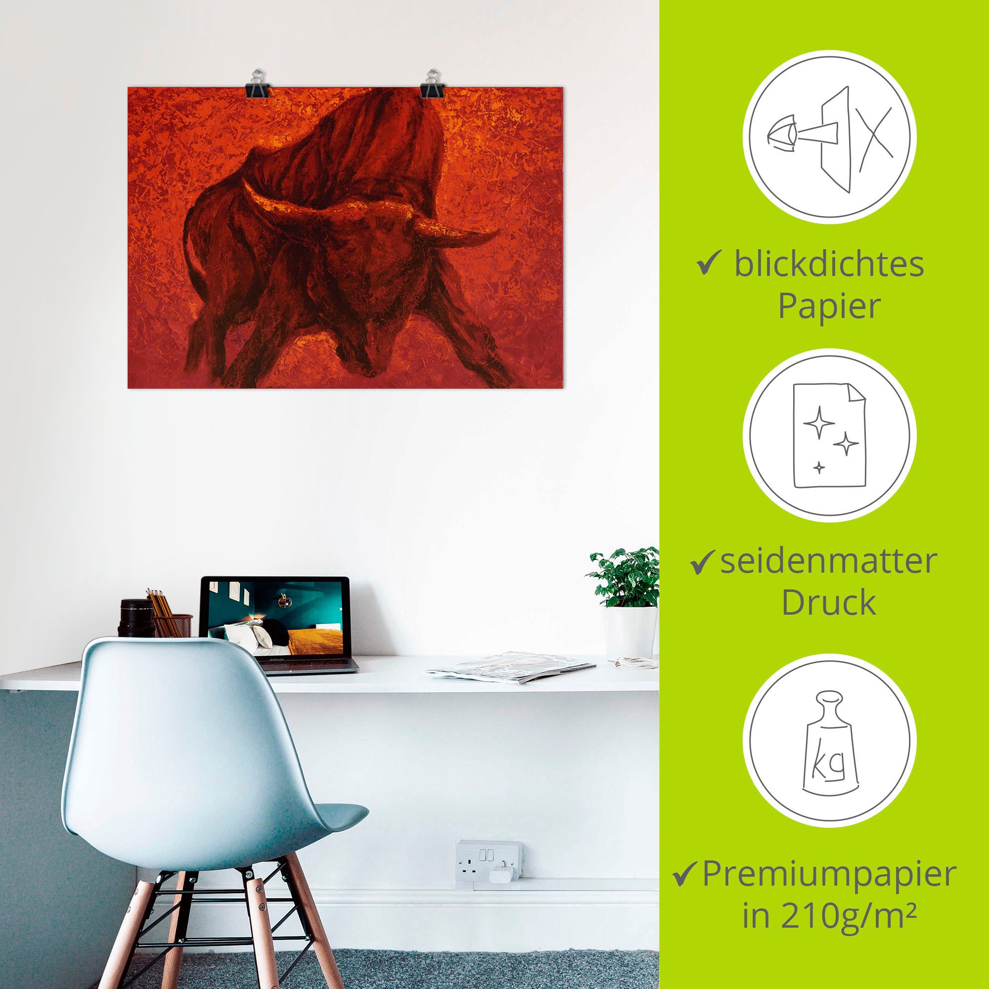 Artland Artprint Catalaanse Stier als artprint van aluminium, artprint voor buiten, artprint op linnen, poster, muursticker