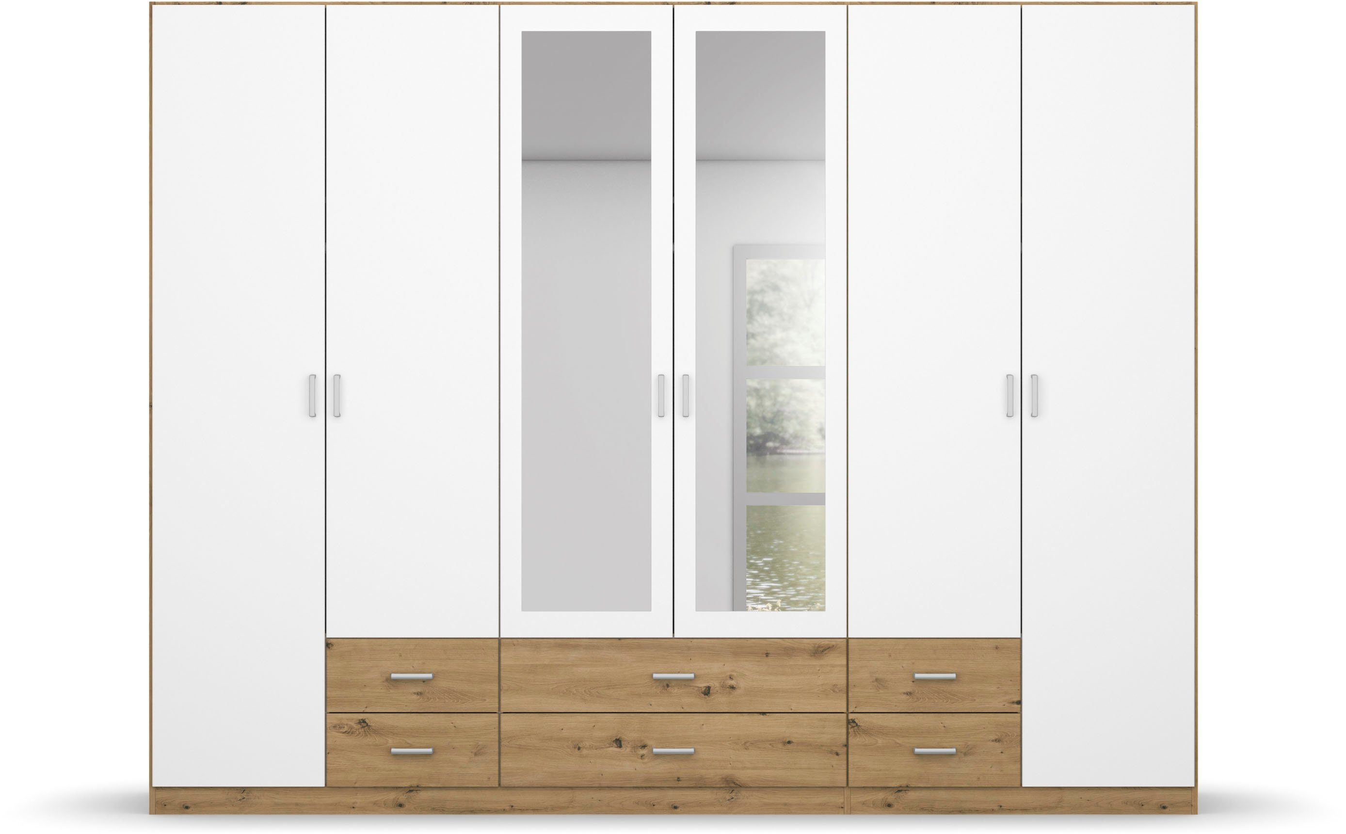 rauch Kledingkast Kast Garderobe Wasmand GAMMA in 3 Breedtes veel opbergruimte met 6 lades, met spiegel topseller made in germany