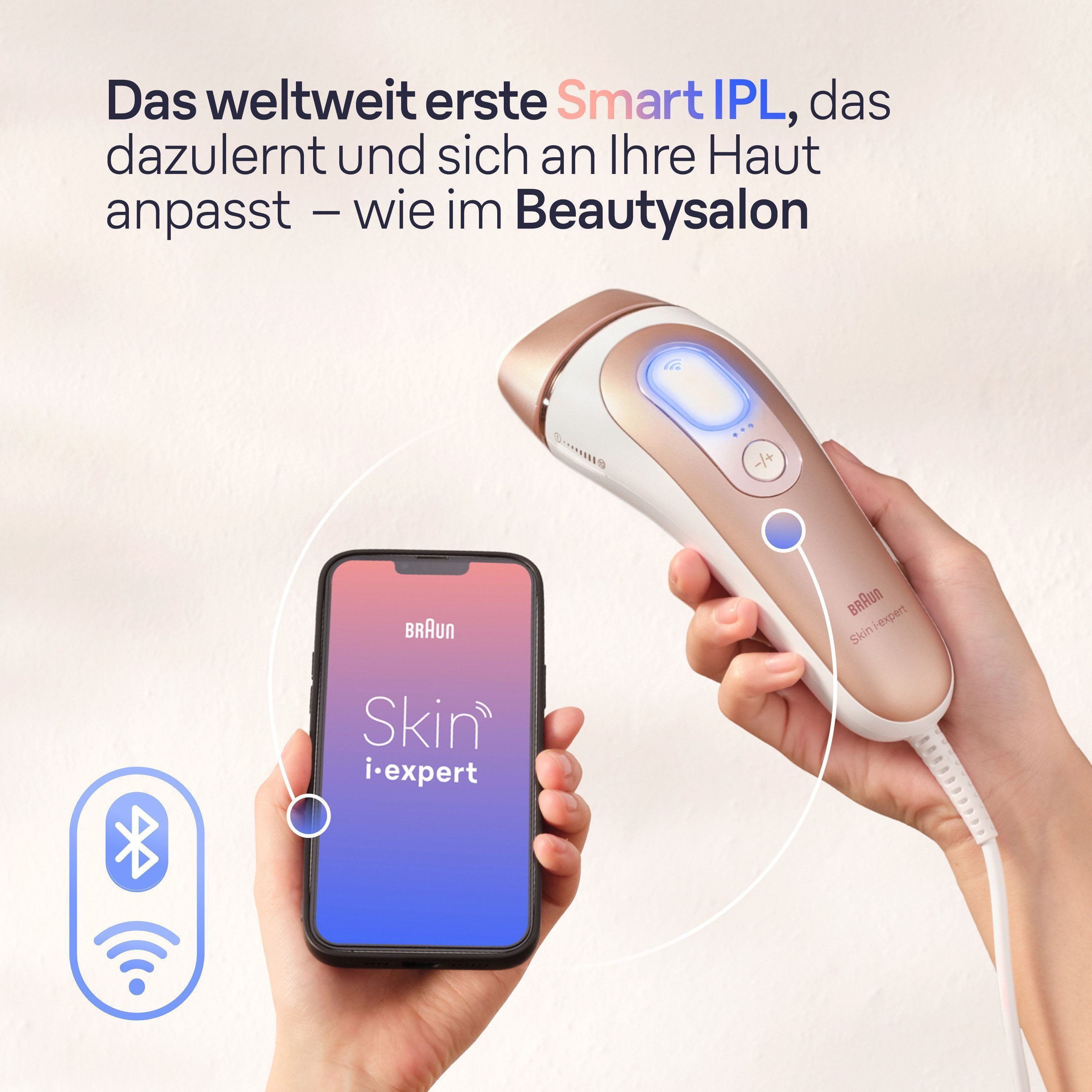 Braun IPL-ontharingsapparaat Smart Skin i·expert PL7387 4 opzetstukken voor gezicht & lichaam, venus scheerapparaat & opbergdoos