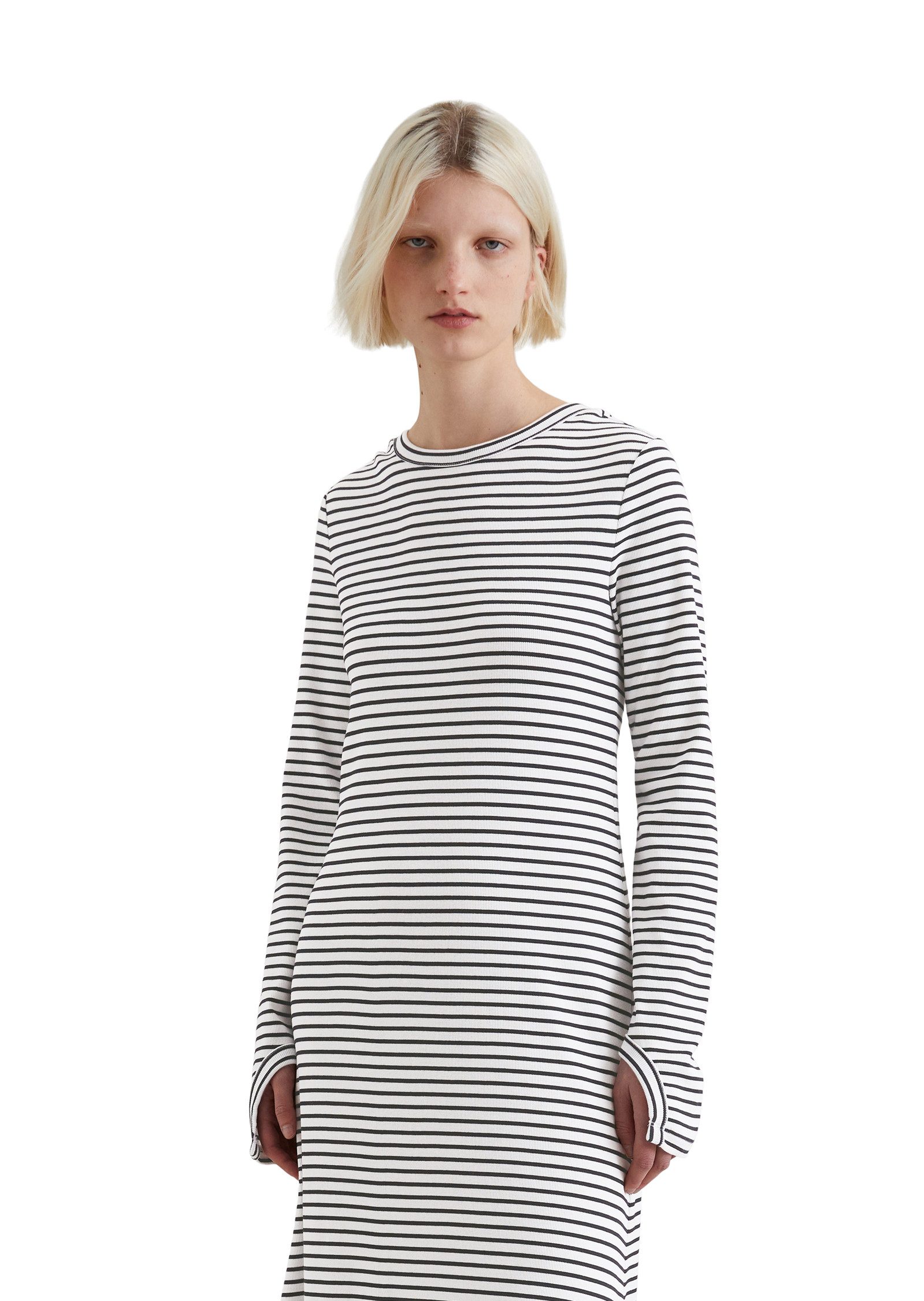 Marc O'Polo DENIM Maxi-jurk met diepe ruguitsnede en cut-out-details aan de mouwzoom dames maxi-jurken maat S zwart