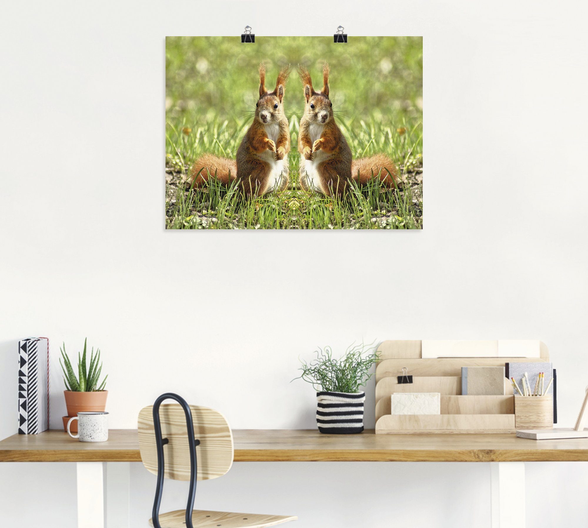 Artland Artprint Rood eekhoorntje tweelingen als artprint op linnen, poster in verschillende formaten maten