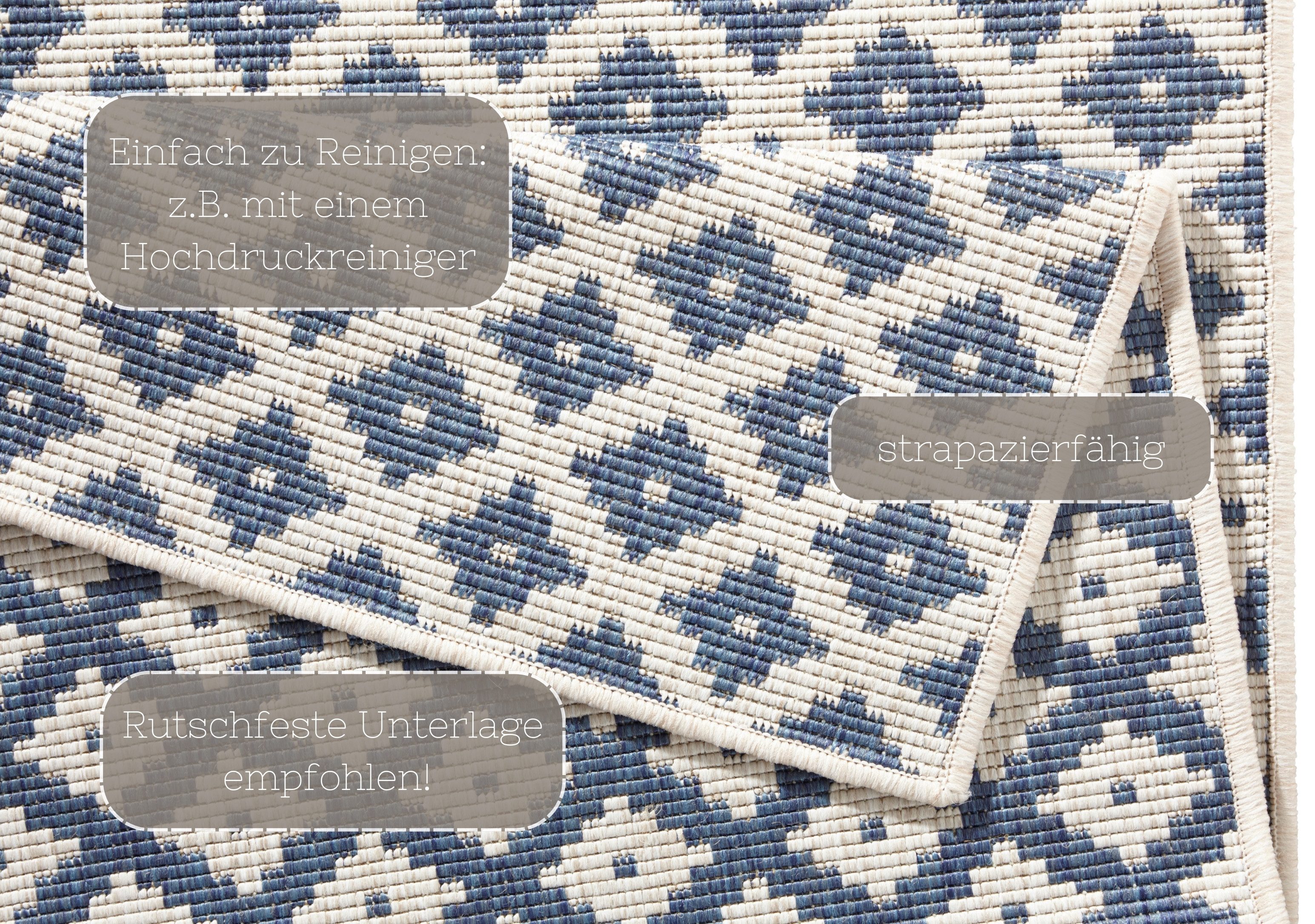 NORTHRUGS Vloerkleed Nizza omkeerbaar tapijt Binnen- en buitengebruik, weerbestendig, balkon, loper, woonkamer, waterbestendig