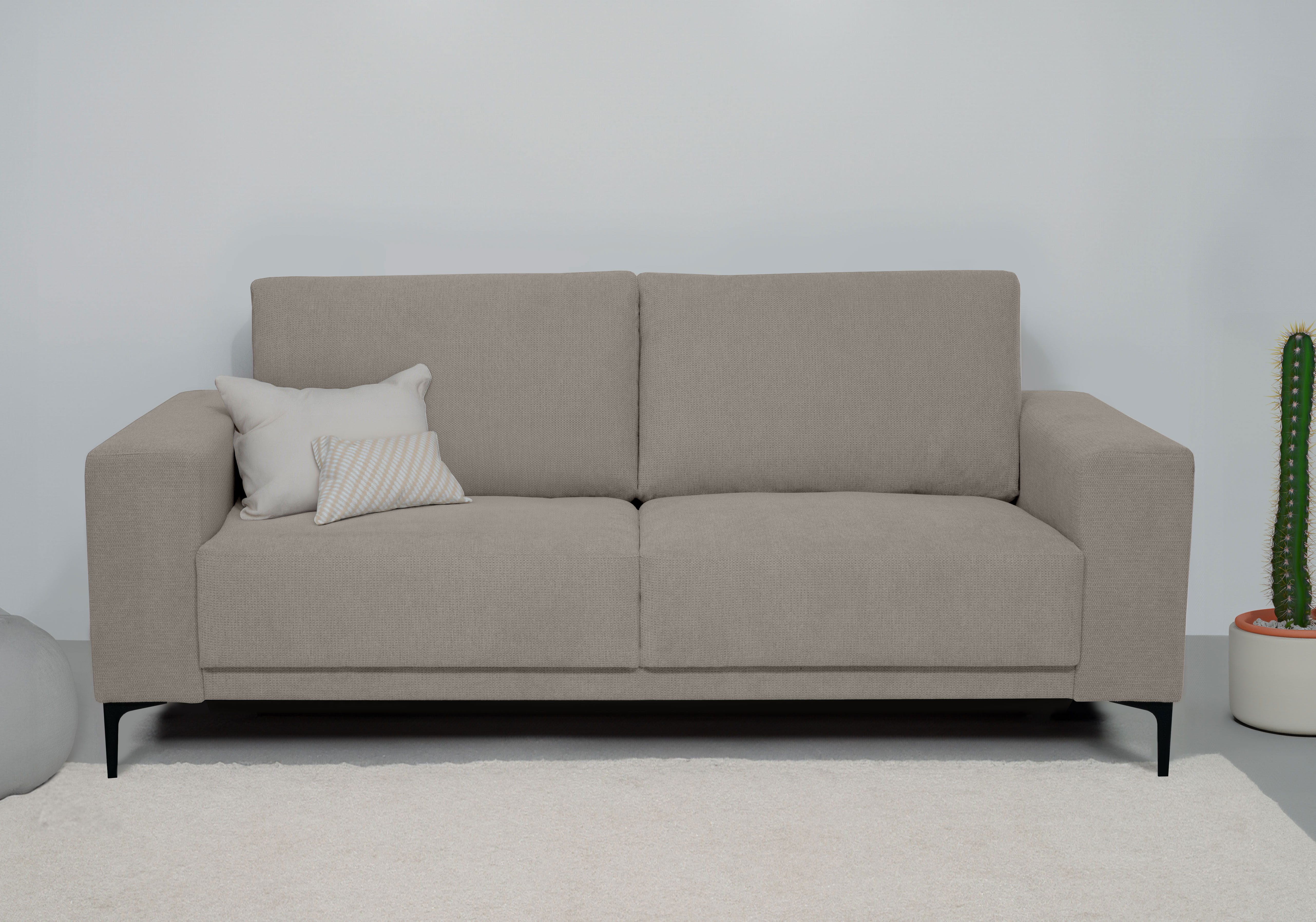 Places of Style 2-zitsbank Xander Breedte 164 cm, weefstof, softtouch chenille, zwarte metalen poten