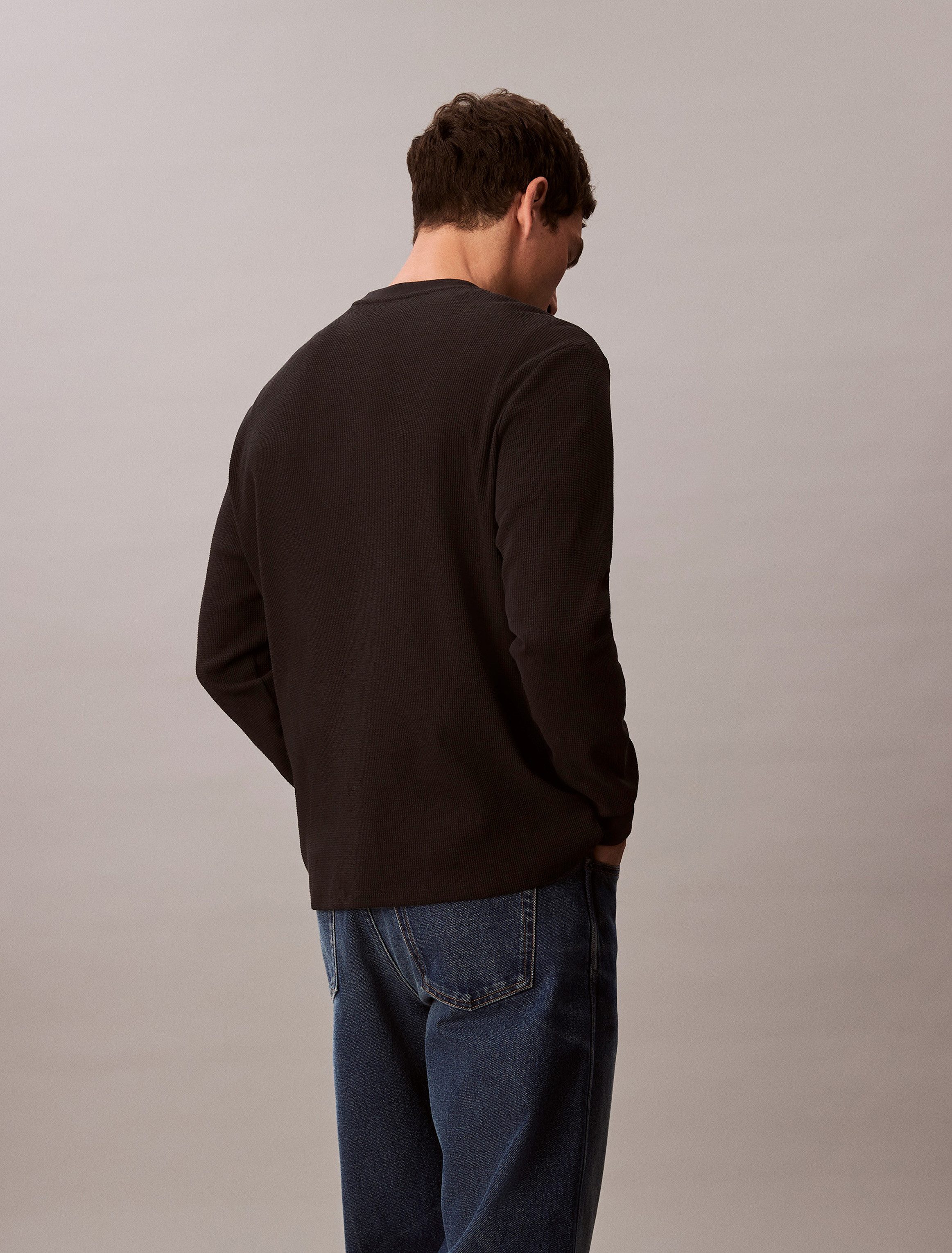 Calvin Klein Shirt met lange mouwen LS WAFFLE BADGE CREWNK TEE