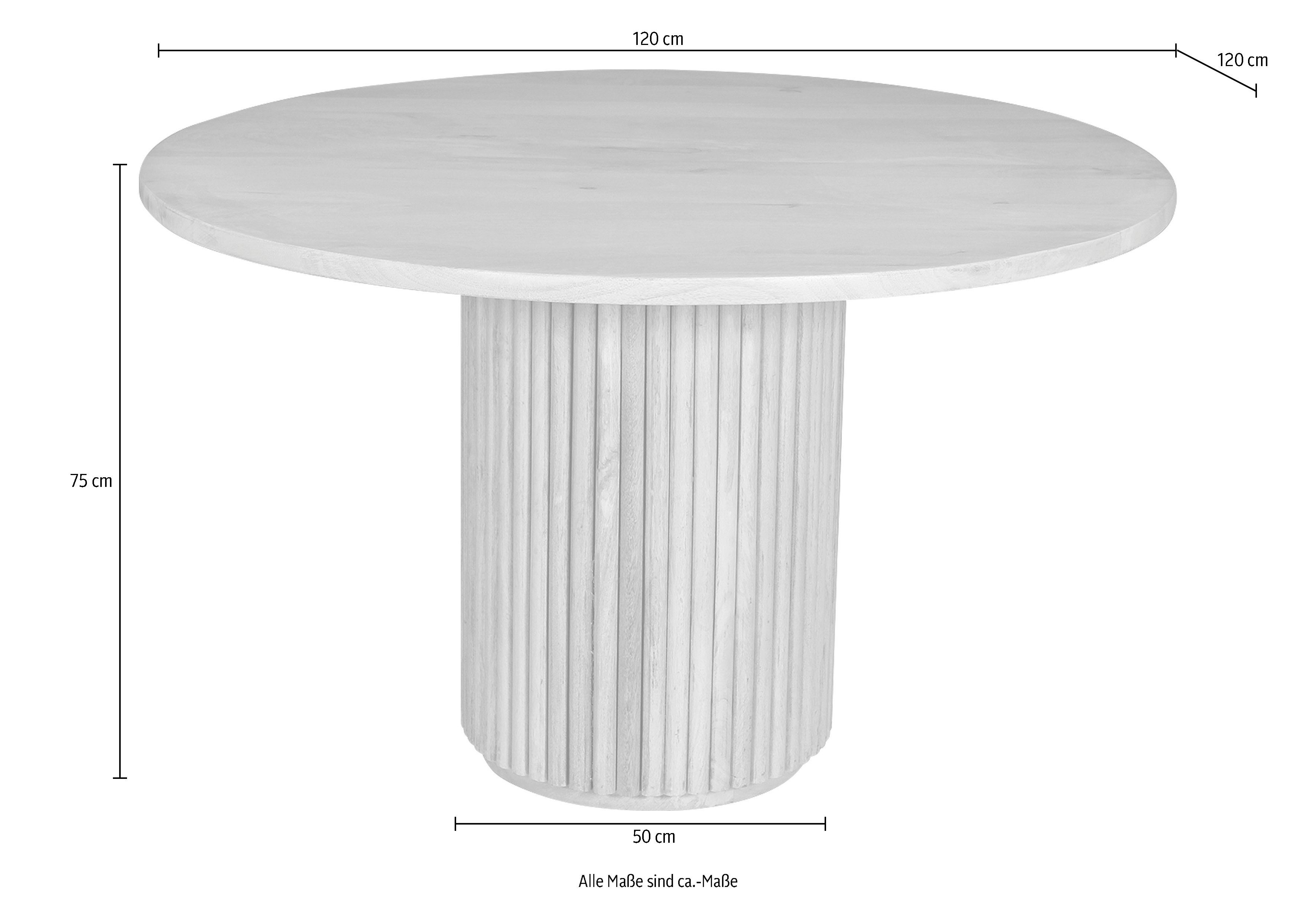 TOM TAILOR HOME Eettafel Ribbed Side Table High met kolomvoet in extravagante ribbel-look