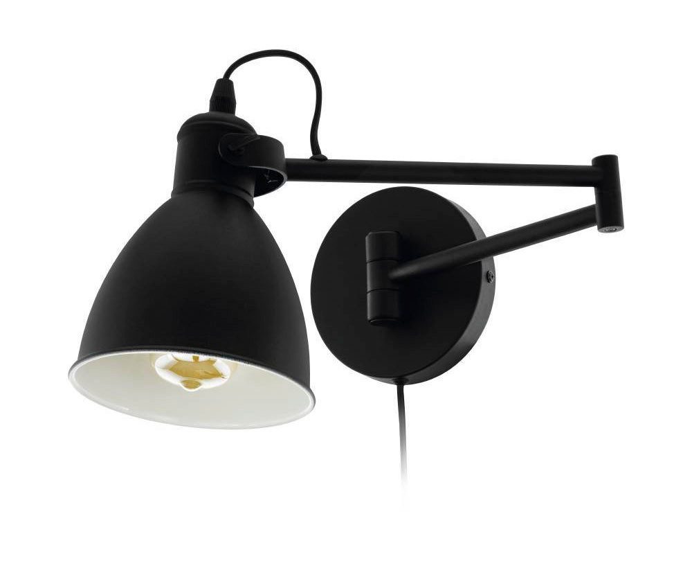 EGLO Wandlamp SAN PERI Wandlamp van metaal in zwart, lamp met schakelaar, E27 fitting (1 stuk)