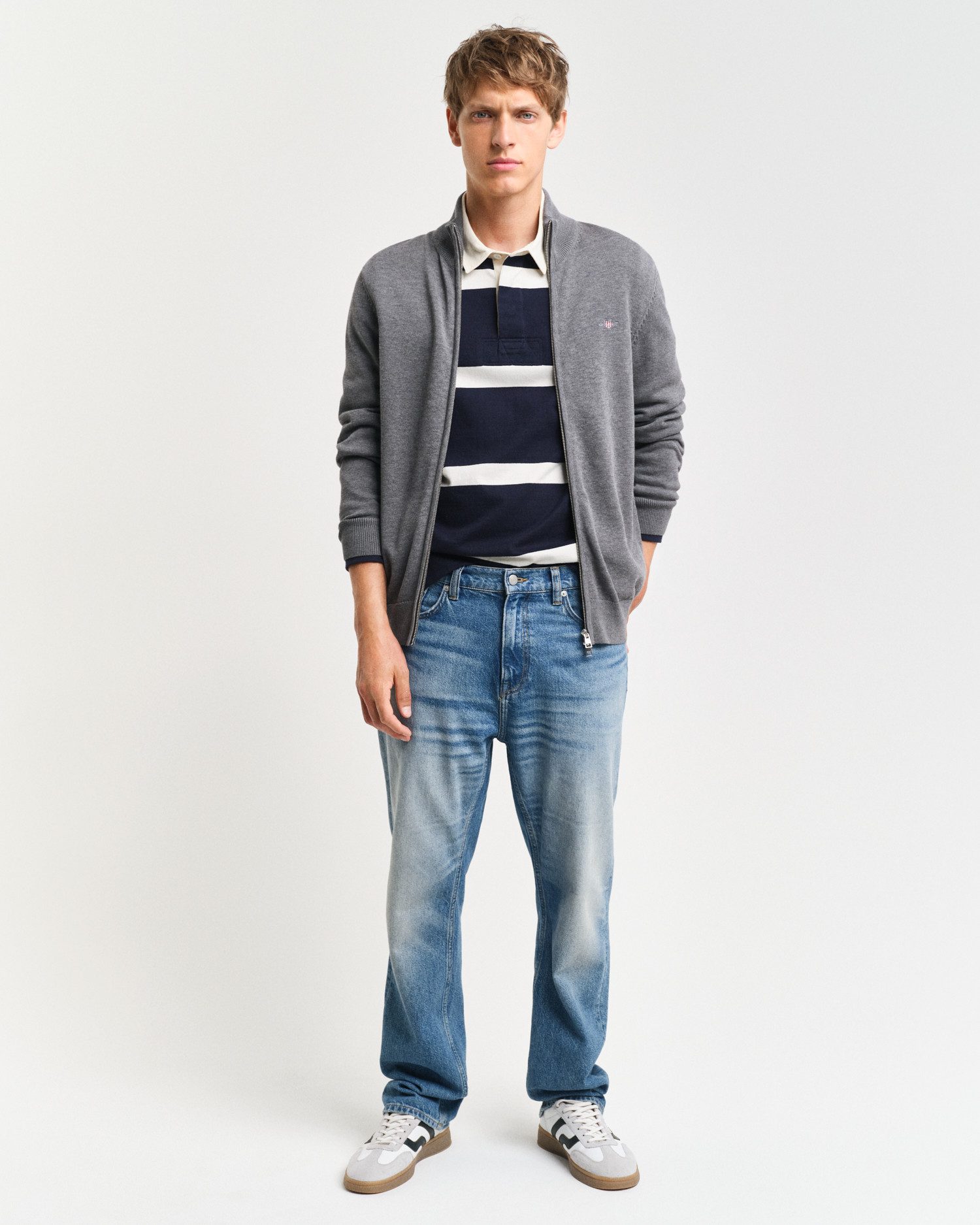 Gant Cardigan CASUAL COTTON ZIP CARDIGAN Met ribbels aan opstaande kraag, mouwen en zoom