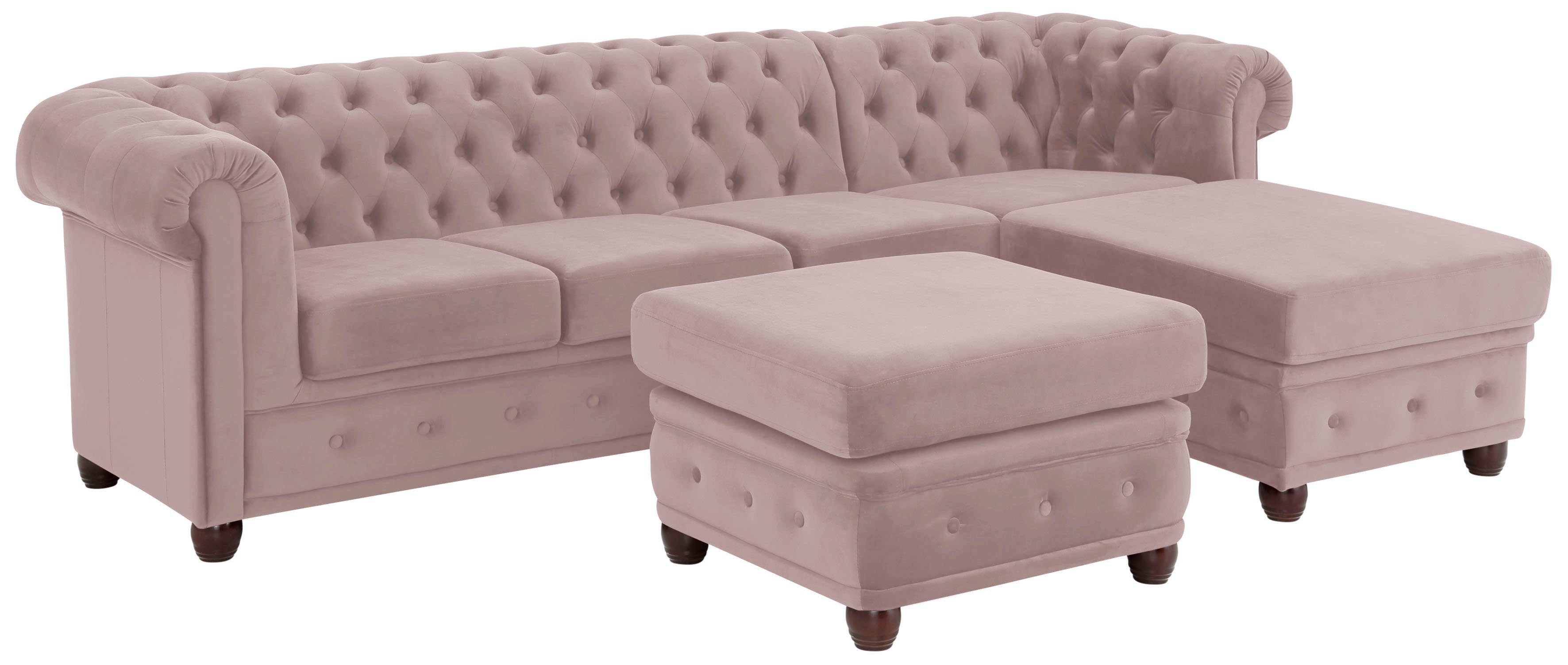 Home affaire Chesterfield-bank New Castle L-vorm hoogwaardige capitonnage in chesterfield-design, bxdxh: 255(171x72)