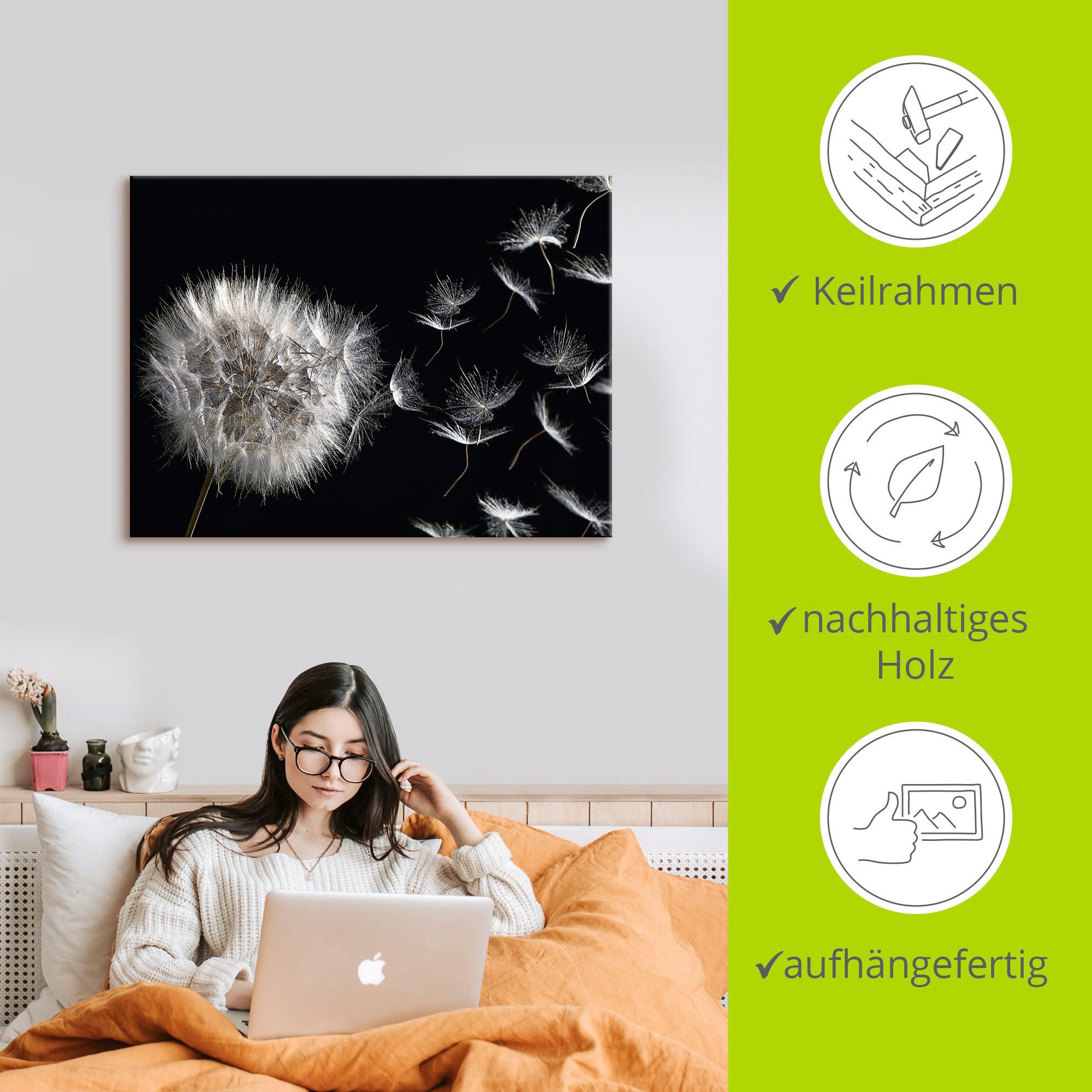 Artland Artprint Pluizenbol als artprint van aluminium, artprint voor buiten, artprint op linnen, poster, muursticker