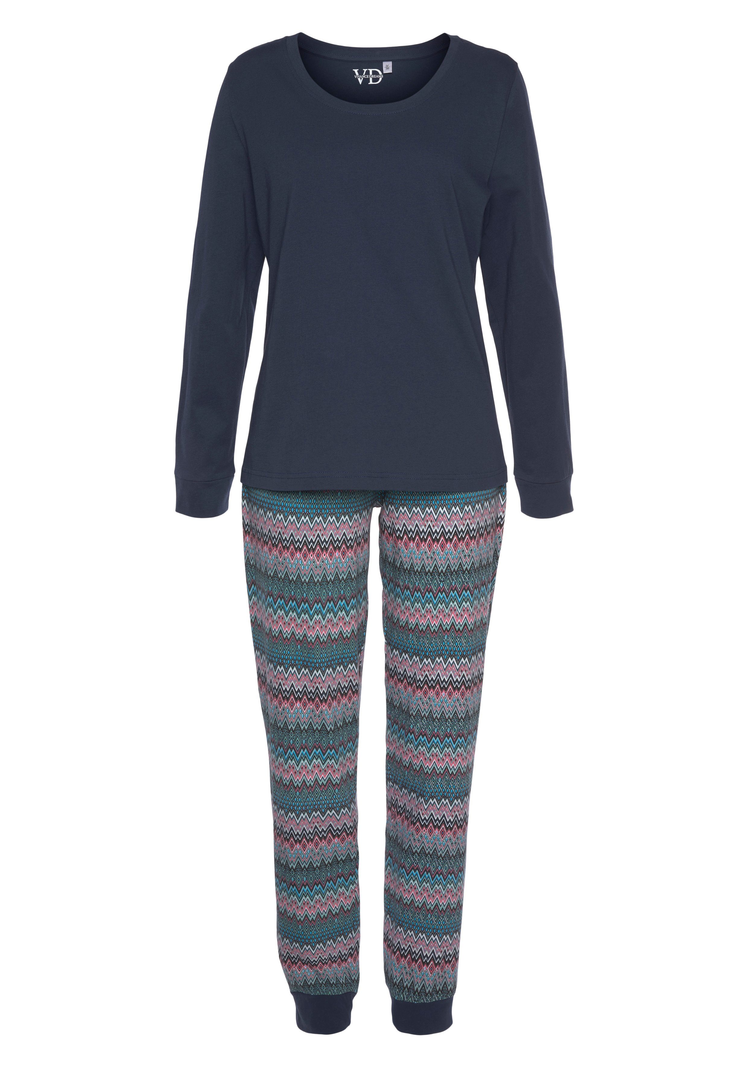 Vivance Dreams Pyjama met veelkleurig zigzagmotief (2-delig, 1 stuk)