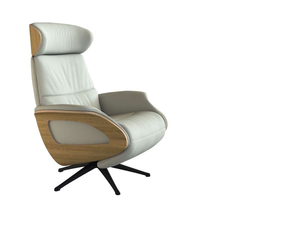 FLEXLUX Relaxfauteuil Clement praktische elektrische fauteuil Maat M, elektrische rug- en voetensteun, accu, armleuning Eiken, zwarte poot