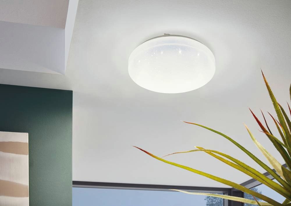 EGLO Led-plafondlamp FRANIA-S plafondlamp, wit, kristalleffect, lage opbouwhoogte, 1x10W (1 stuk)
