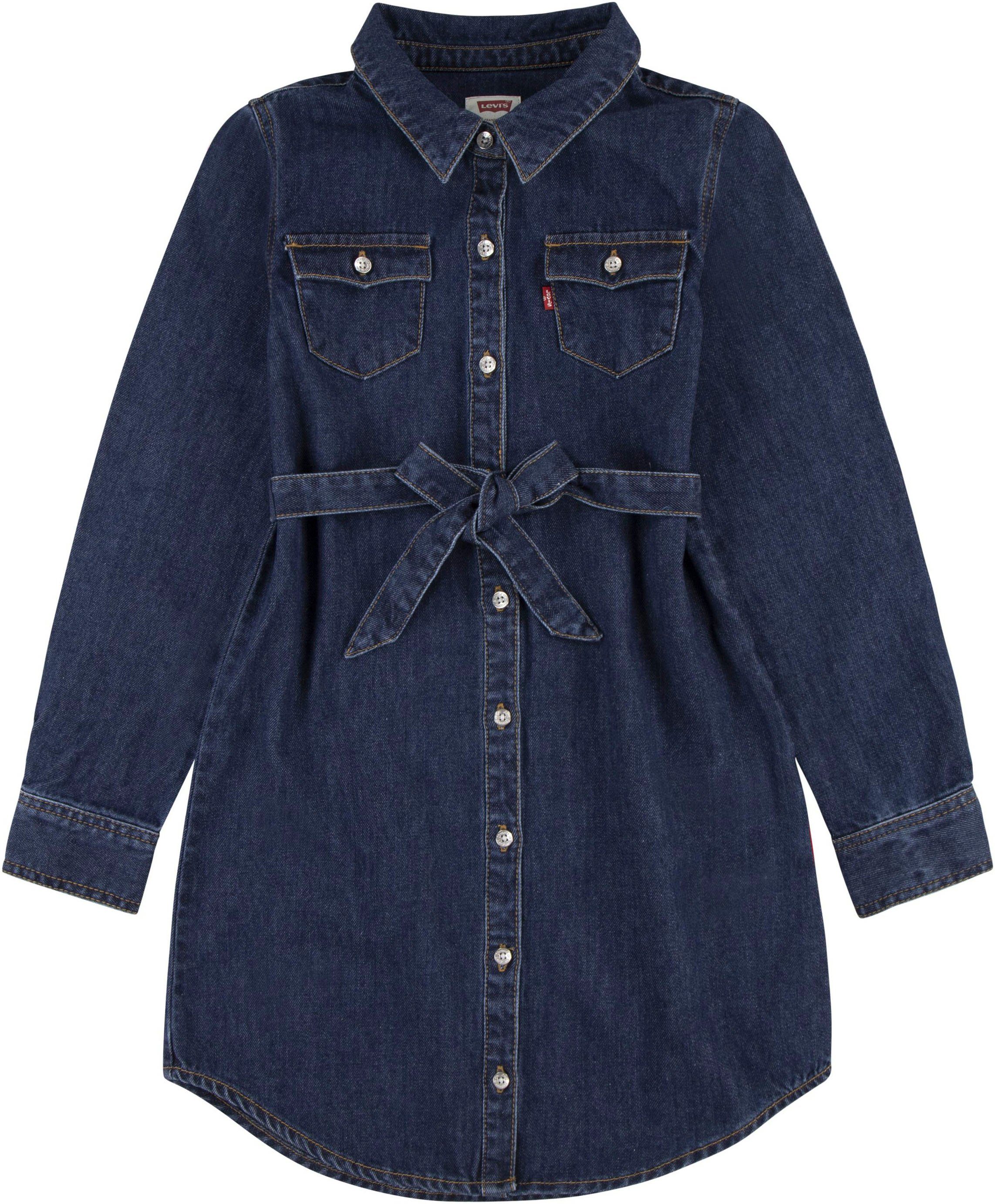 Levi's Kidswear Shirtjurk met strikband in de taille voor meisjes