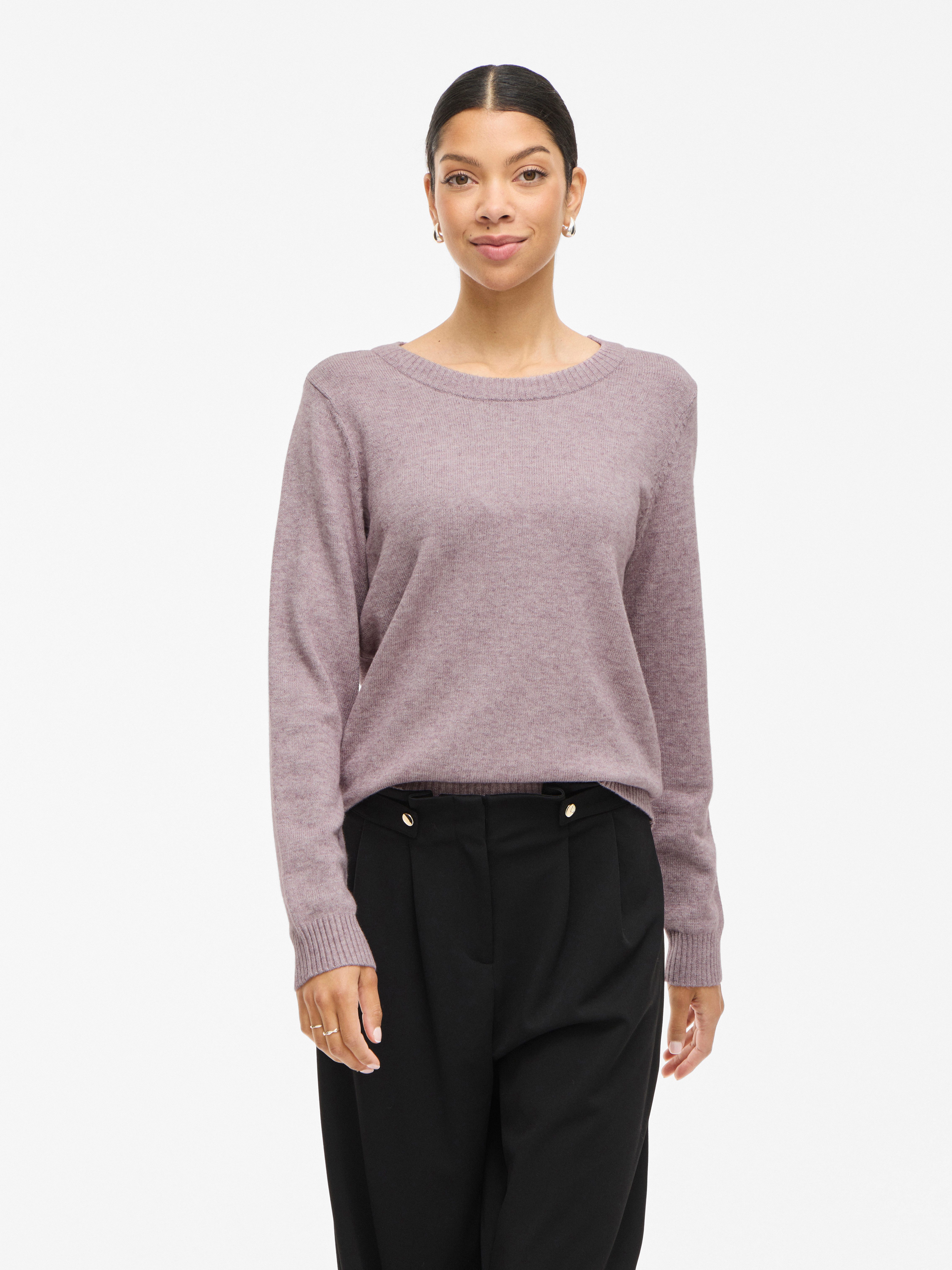 Vila Trui met ronde hals VIRIL O-NECK L/S KNIT TOP - NOOS dames truien maat L roze