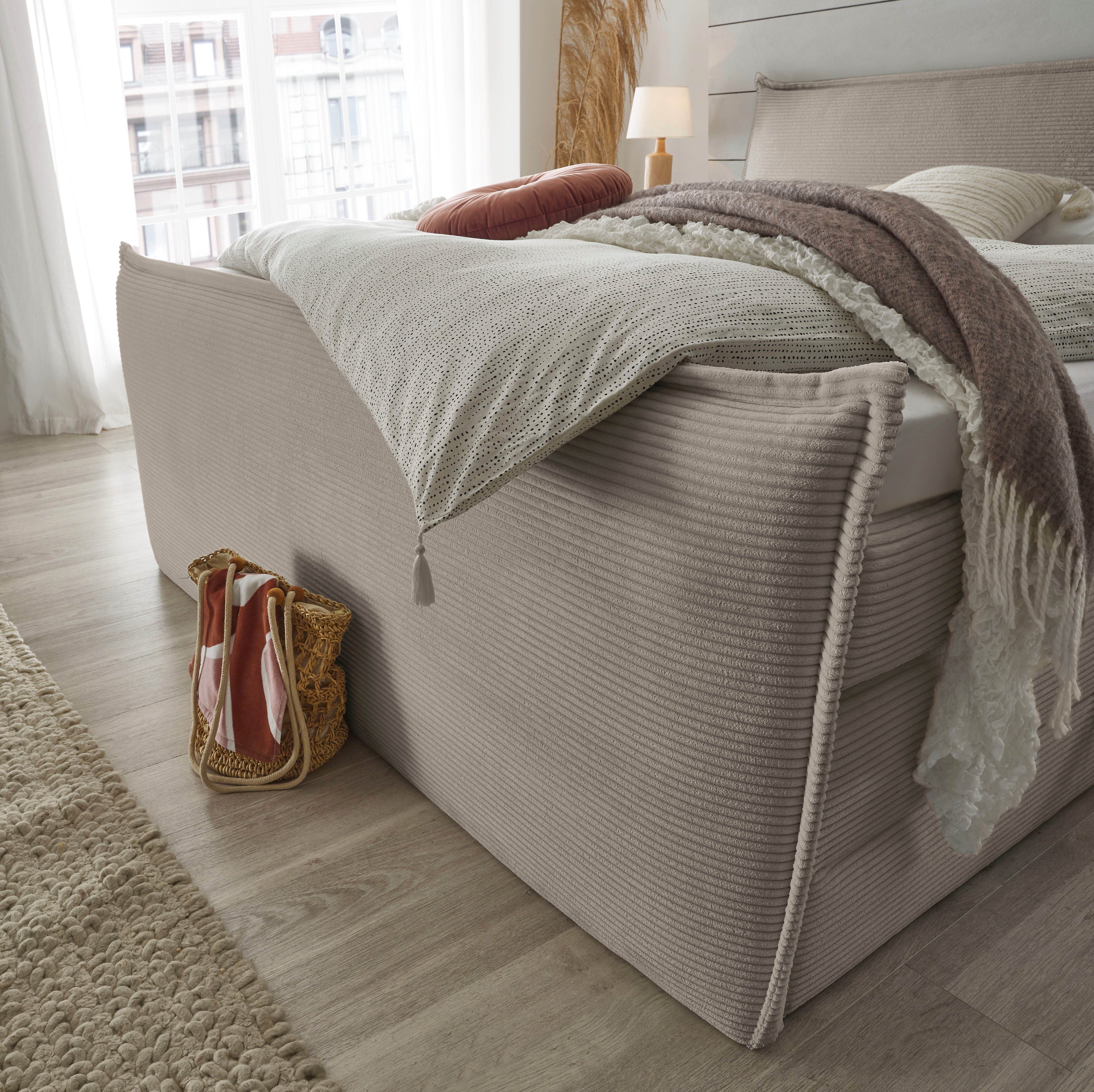 set one by Musterring Boxspring Florida in moderne cord bekleding, met bedlade, in 3 maten verkrijgbaar