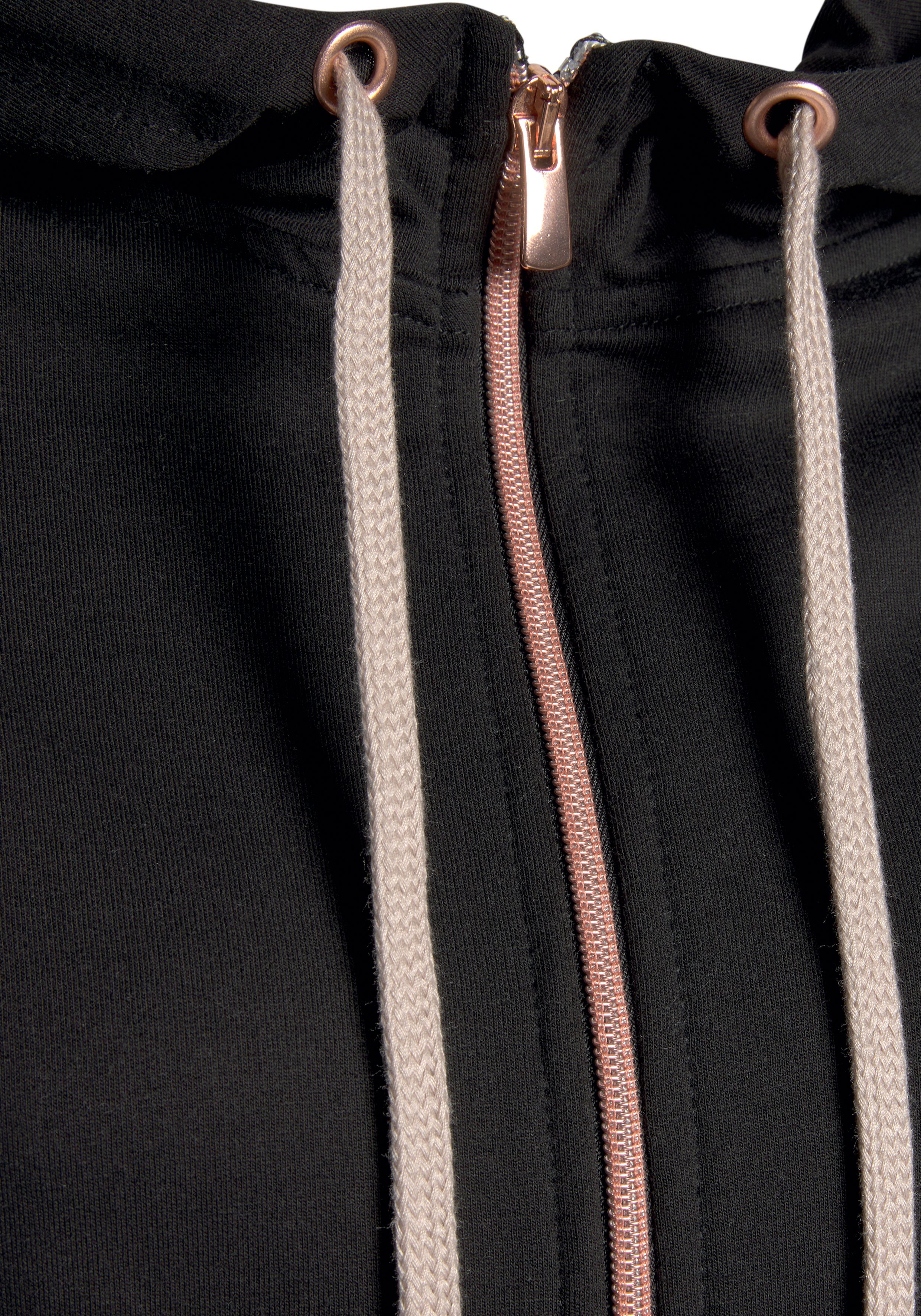 Lascana Capuchonsweatvest / sweatvest met details in rozegoud Sweatshirtjack met details in roségoud, loungewear