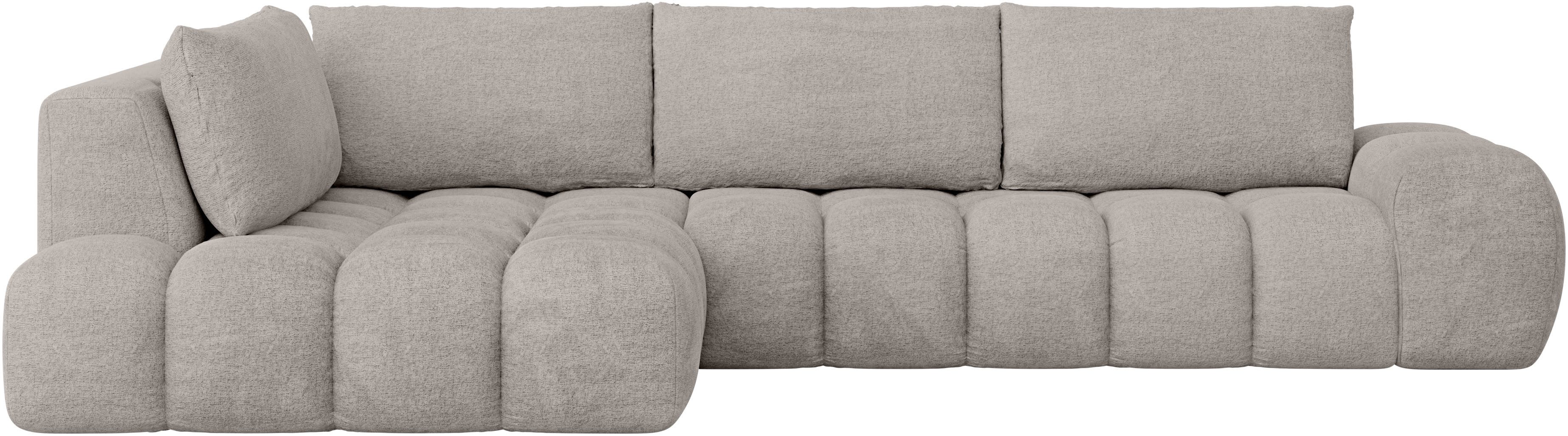 INOSIGN Hoekbank AZITA designbank, elegant en comfortabel L-vorm losse rugkussens, droomachtige stiksels, comfortabele zit