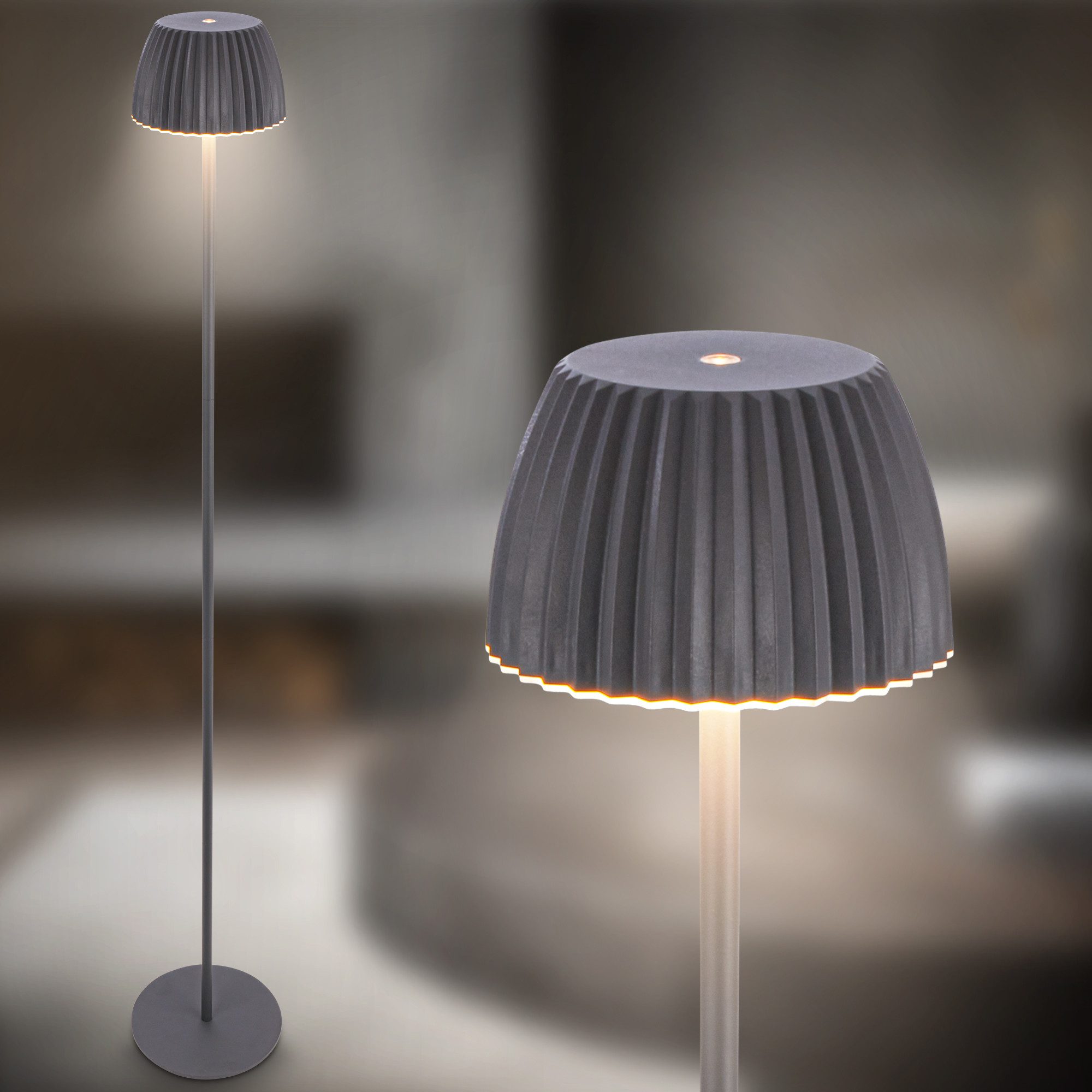 Briloner Leuchten Led-staande lamp Accu LED vloerlamp, antraciet