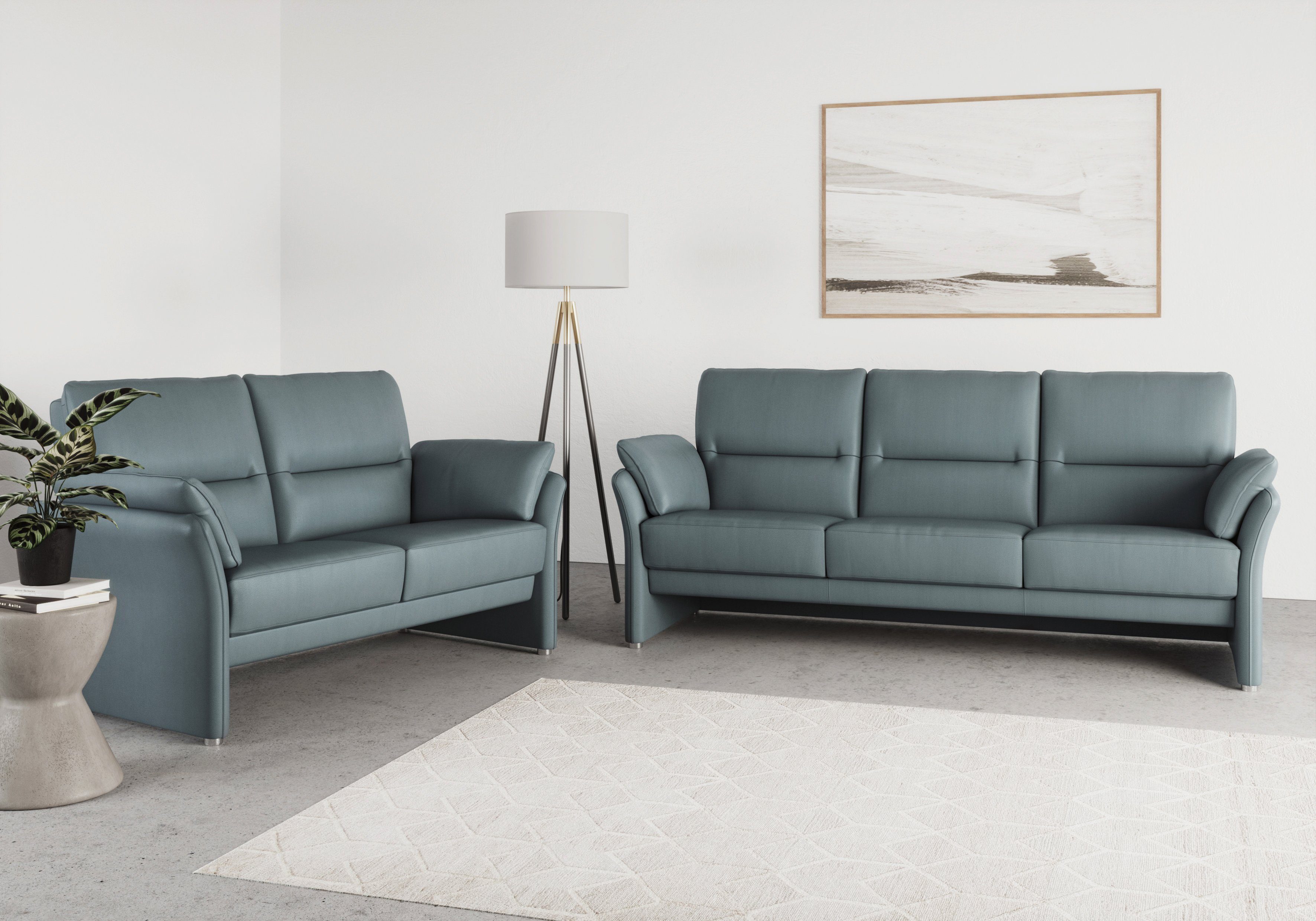 DOMO collection 2-zitsbank Pina elegant en tijdloos, smalle armleuningen, compacte afmetingen