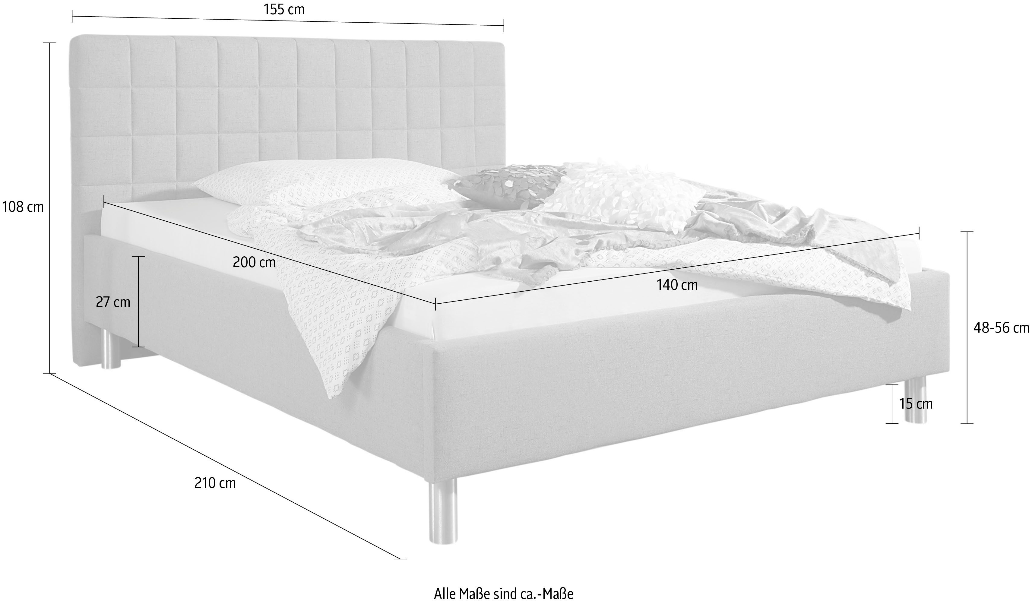 Maintal Gestoffeerd bed ETERNA Zijkanten van het bed zelf te monteren, zonder bedkist