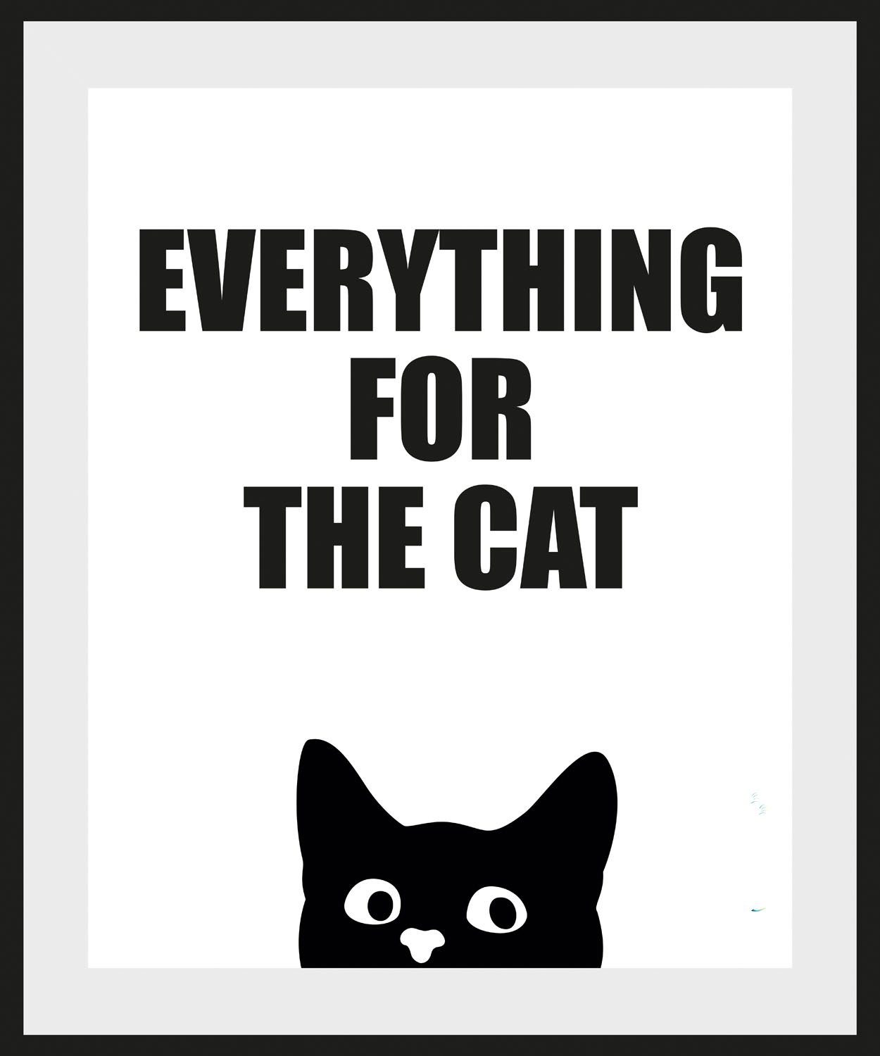 queence Wanddecoratie EVERYTHING FOR THE CAT HD premium posterdruk incl. houten lijst (1 stuk)