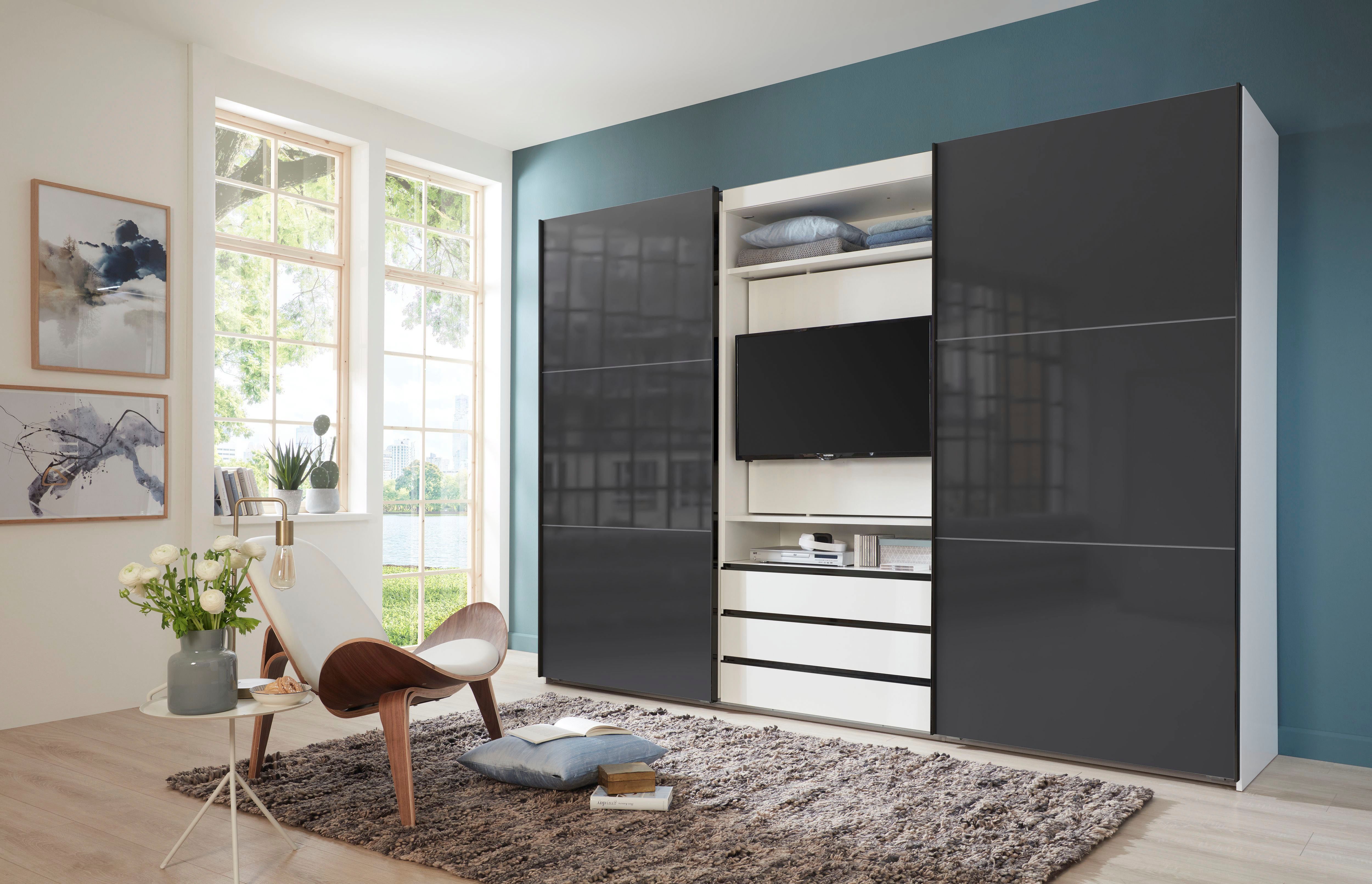 Wimex Zweefdeurkast Magic by fresh to go mooie extra: met draaibaar tv-element, fronten van glas