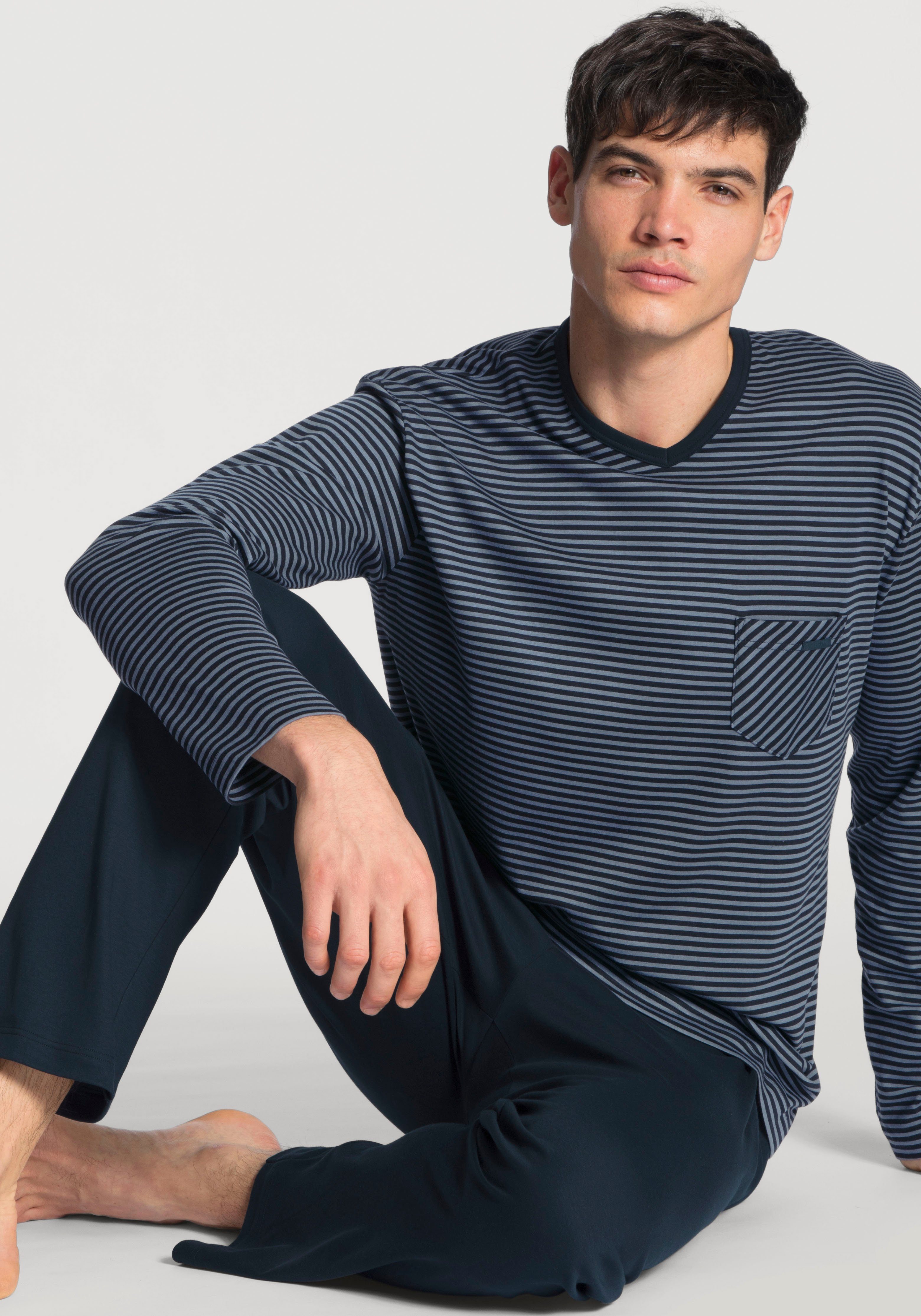 CALIDA Pyjama Relax Streamline met opgestikte borstzak (set, 2-delig)