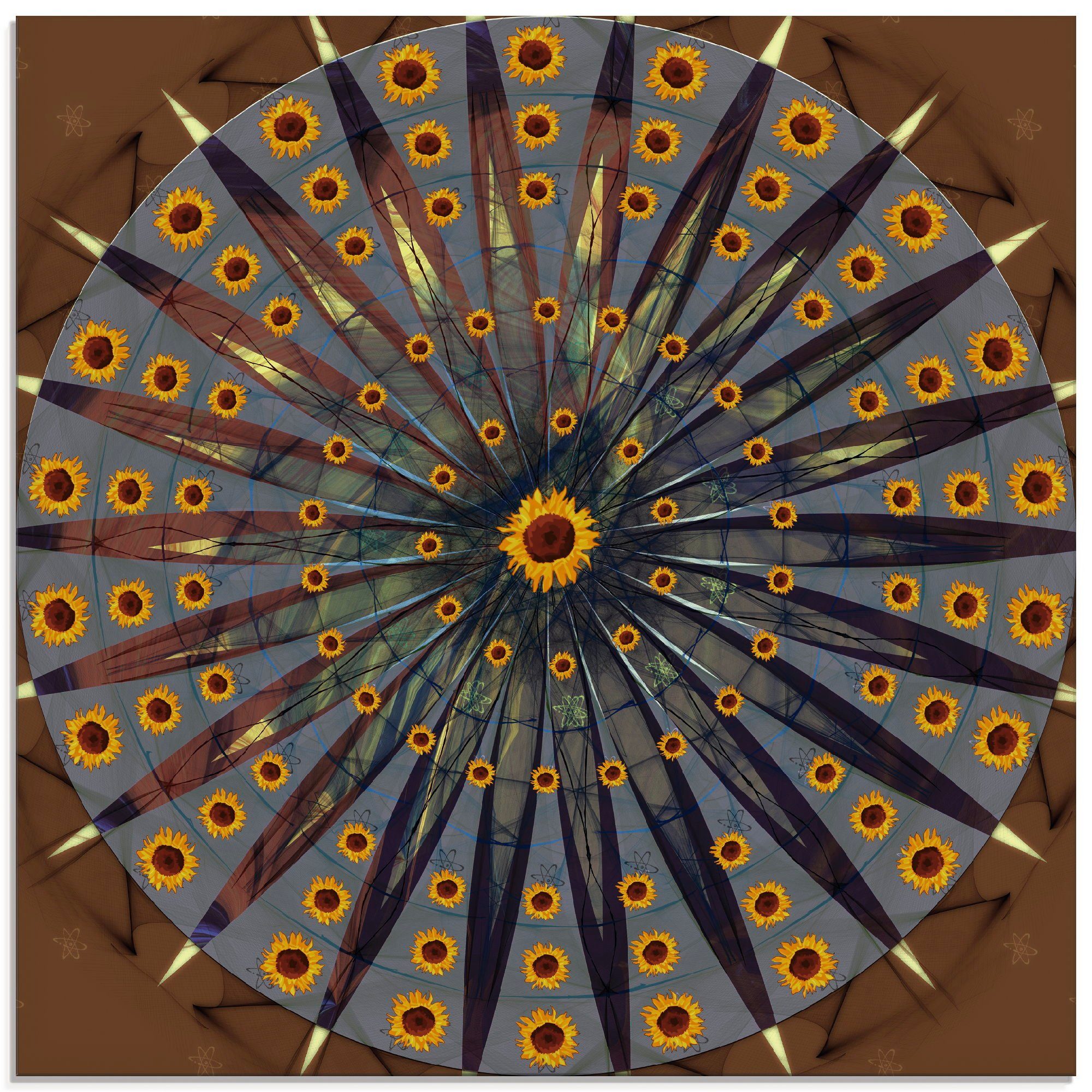 Artland Print op glas Mandala - zonnebloem (1 stuk)