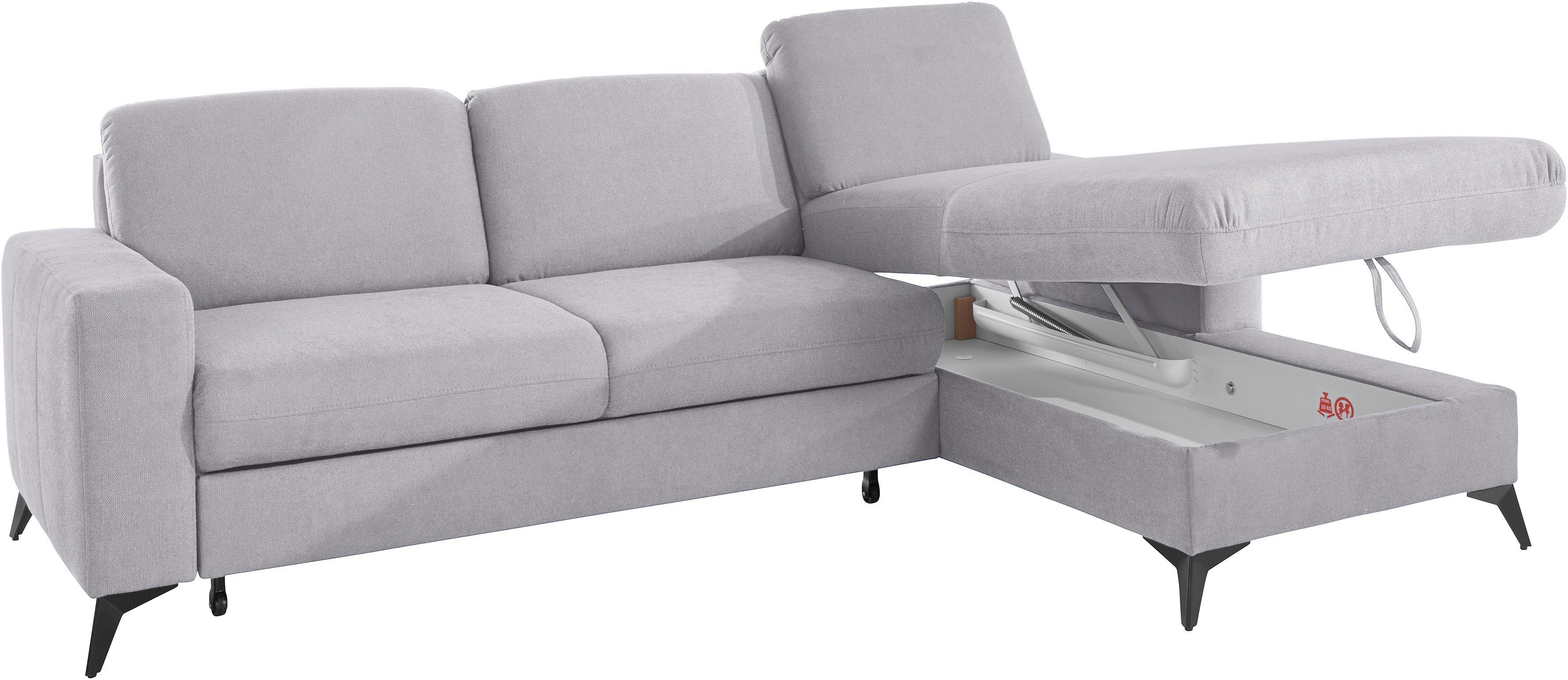 Places of Style Hoekbank Lolland L-vorm Naar keuze met slaapfunctie en bedkist, binnenvering