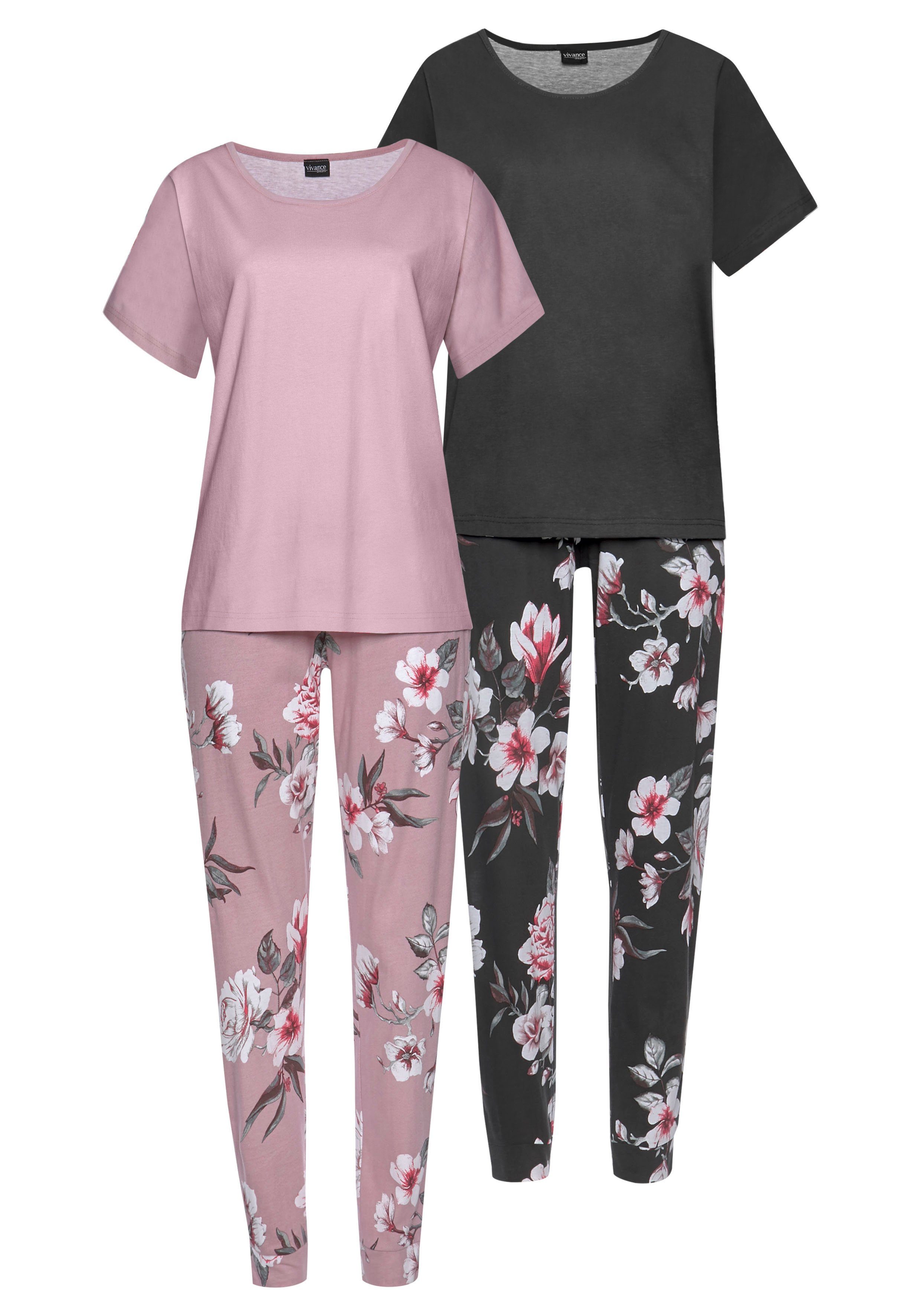 Vivance Dreams Pyjama met bloemenprint (4-delig, Set van 2)