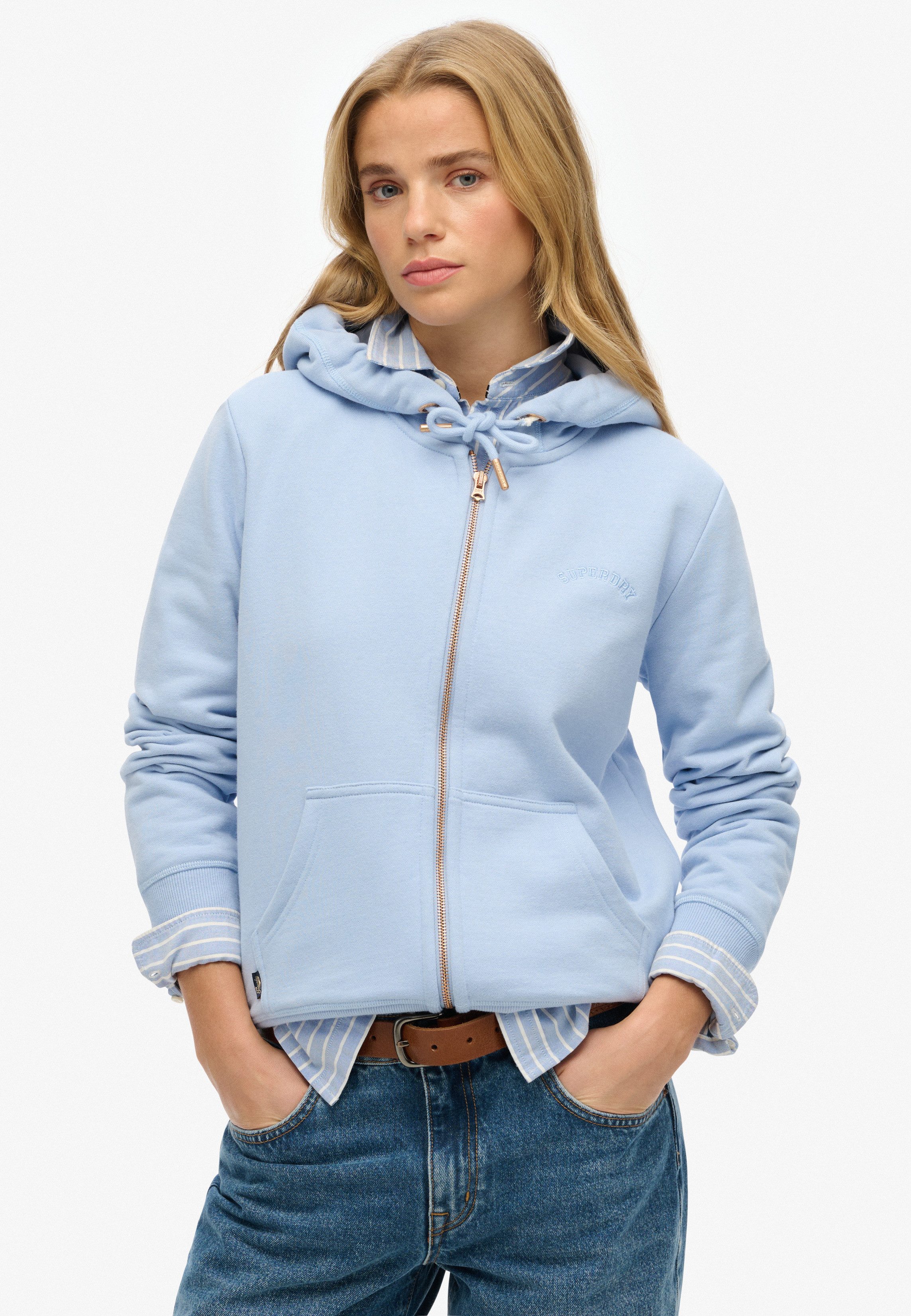 Superdry Capuchonsweatvest ESSENTIAL LOGO ZIPHOOD HB dames sweatvesten maat S blauw