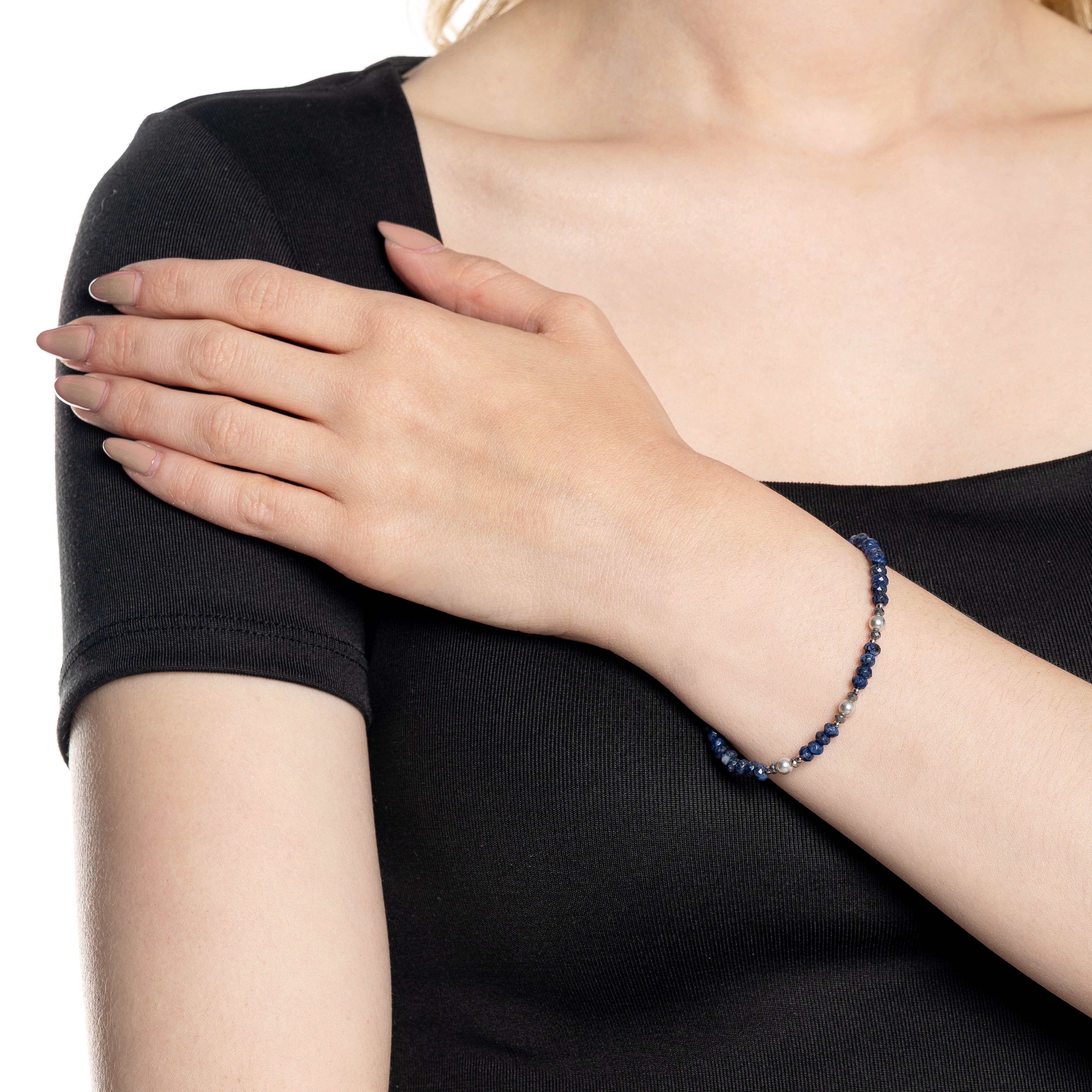 LEONARDO Armband Anjana, 024312 met sodaliet - met glasparel, parel (geïmiteerd)