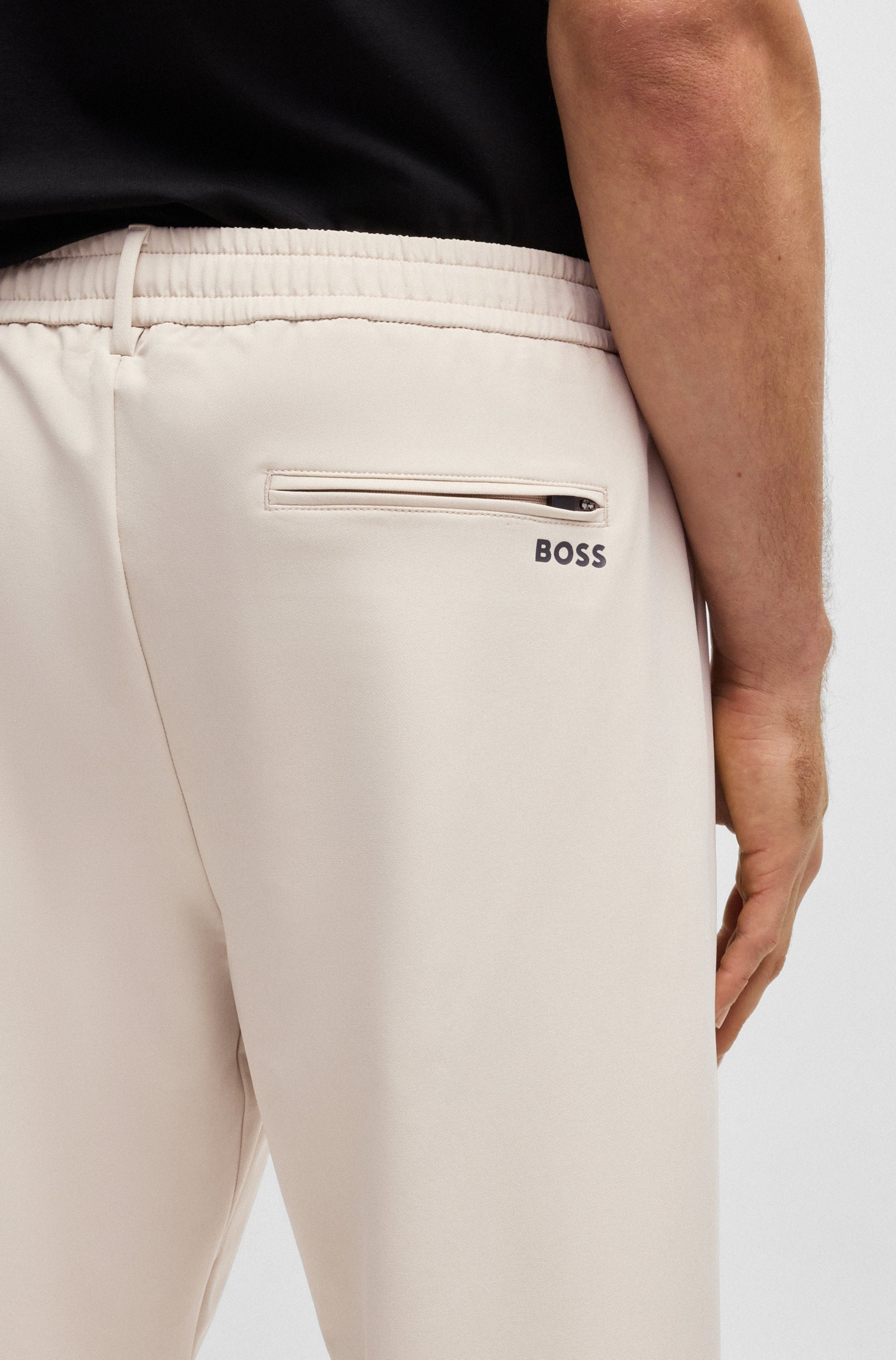 BOSS GREEN Geweven broek T_Convert-Pleat met trekkoord en merklabel