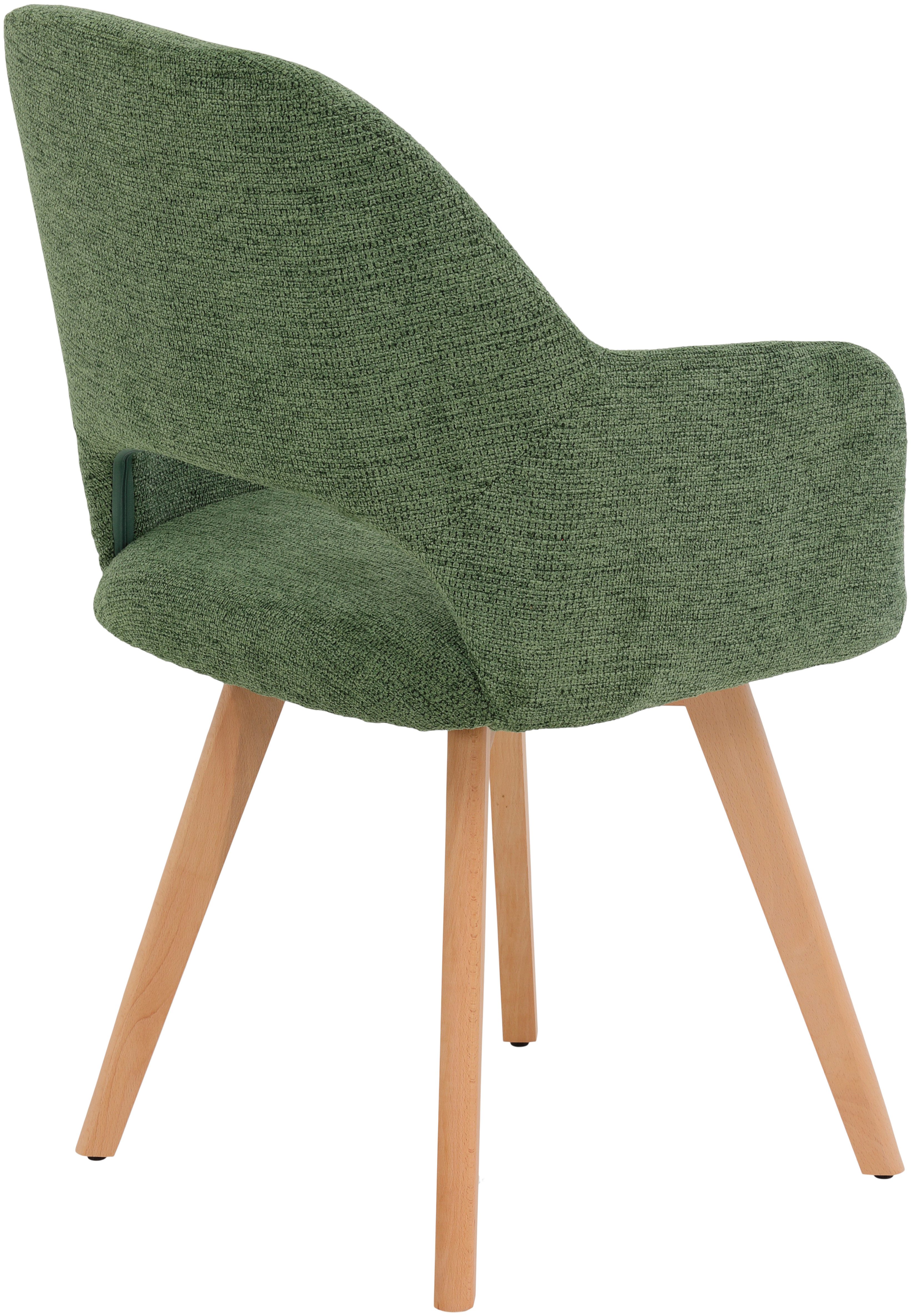 HELA Stoel met armleuningen SOFIA armstoel met massief houten frame, bekleding webstof Eetkamerstoel, fauteuil met armleuningen, subtiele ruguitsparing (set, 2 stuks)