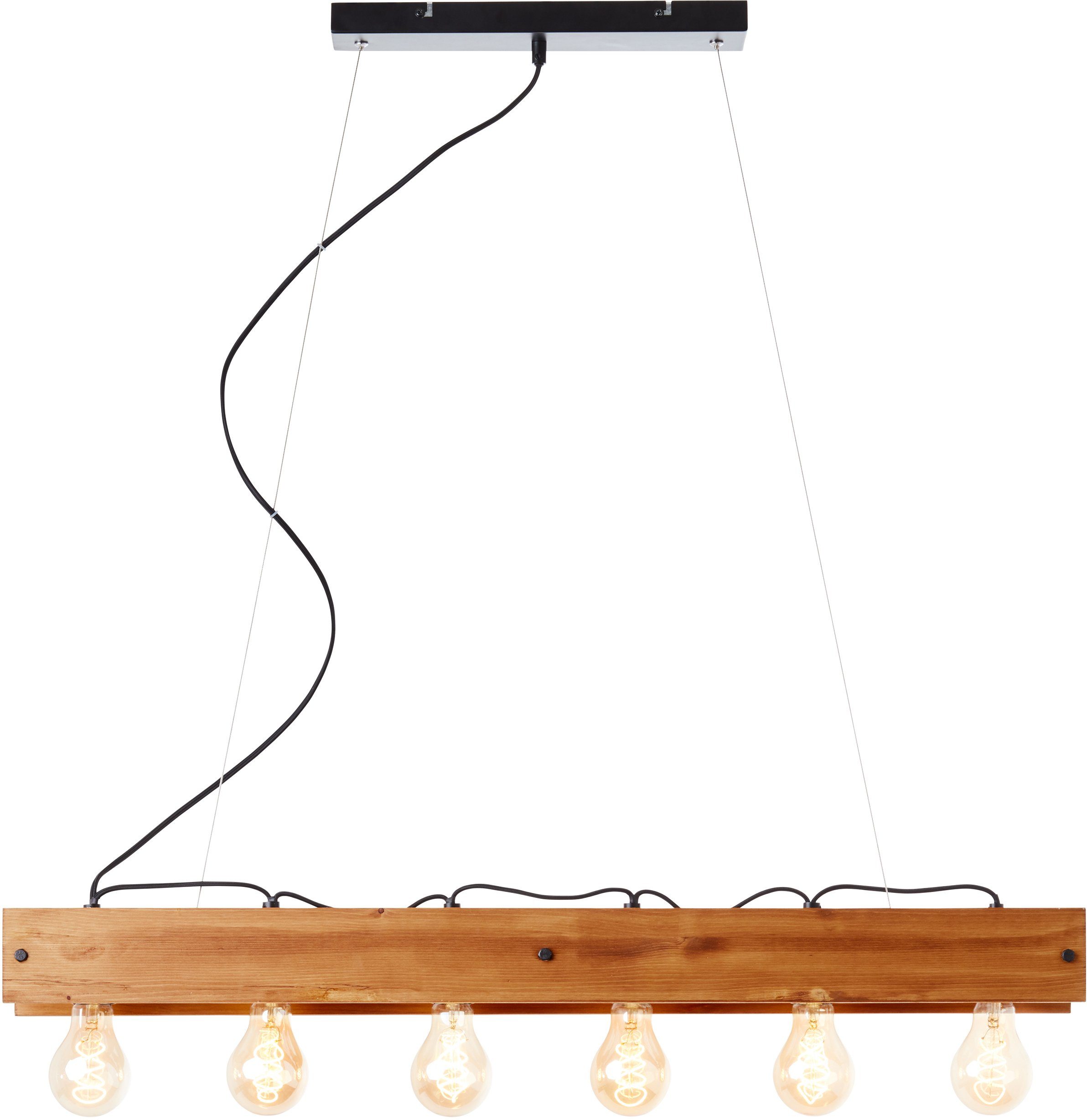 Brilliant Leuchten Hanglamp Calandra 150 cm hoogte, 90 cm breedte, 6 x e27, metaal/hout, zwart/hout (1 stuk)
