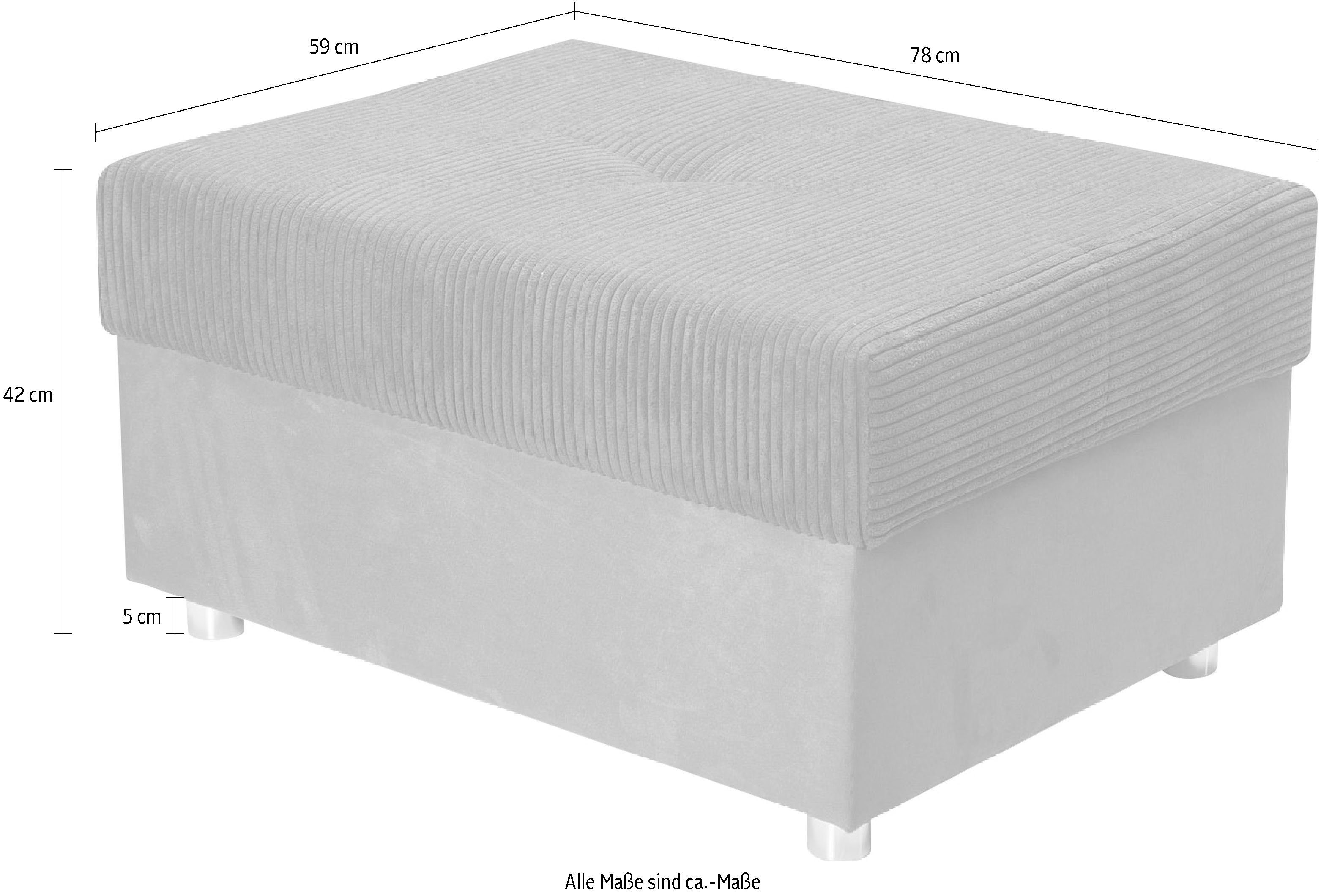 COLLECTION AB Hocker Italia Inclusief comfortabele binnenvering, in mix van ribfluweel en velours